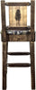Montana Woodworks Homestead Collection Barstool Woodland Upholstery with Laser Engraved Design - Stain & Lacquer Finish-Rustic Furniture Marketplace