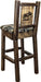 Montana Woodworks Homestead Collection Barstool Woodland Upholstery with Laser Engraved Design - Stain & Lacquer Finish-Rustic Furniture Marketplace