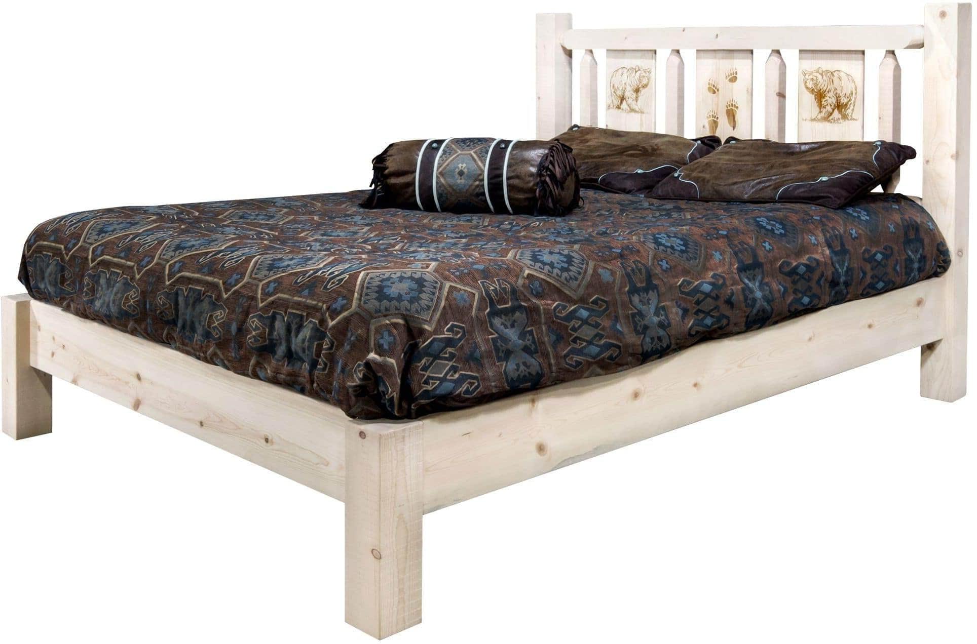 Montana Woodworks Homestead Collection California King Platform Bed - Clear Lacquer Finish-Rustic Furniture Marketplace