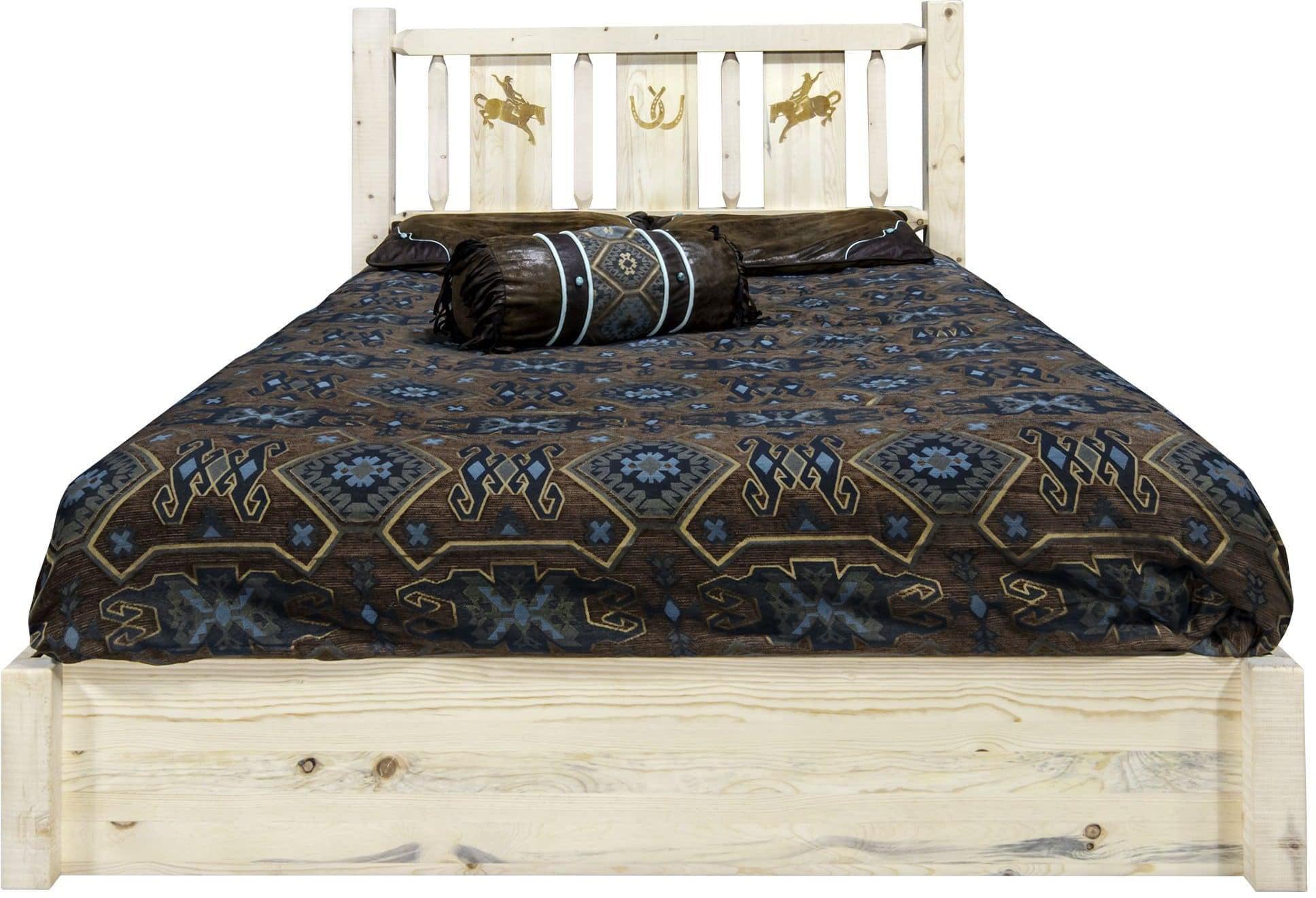 Montana Woodworks Homestead Collection California King Storage Platform Bed with Laser Engraved Design - Ready to Finish-Rustic Furniture Marketplace