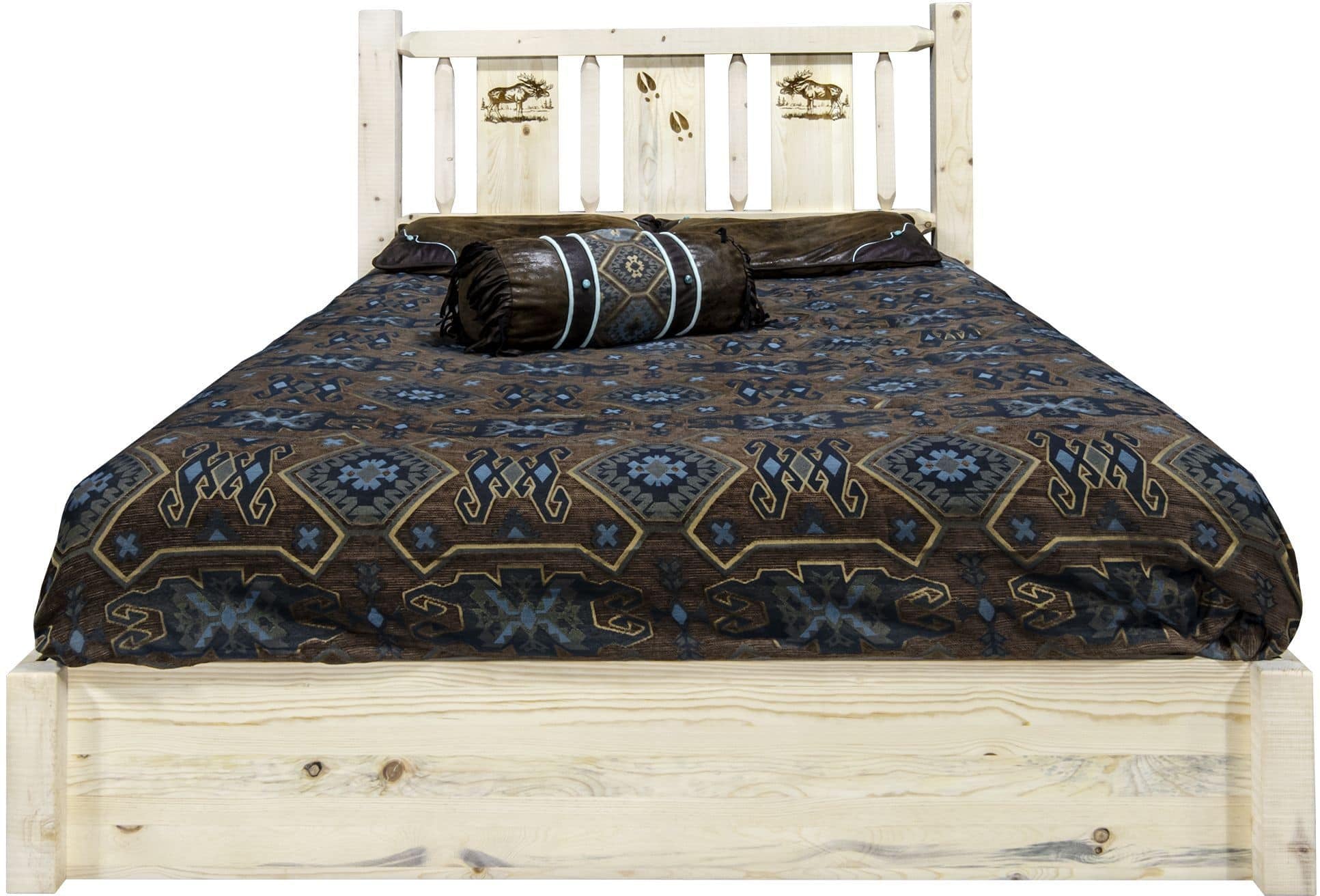 Montana Woodworks Homestead Collection California King Storage Platform Bed with Laser Engraved Design - Ready to Finish-Rustic Furniture Marketplace