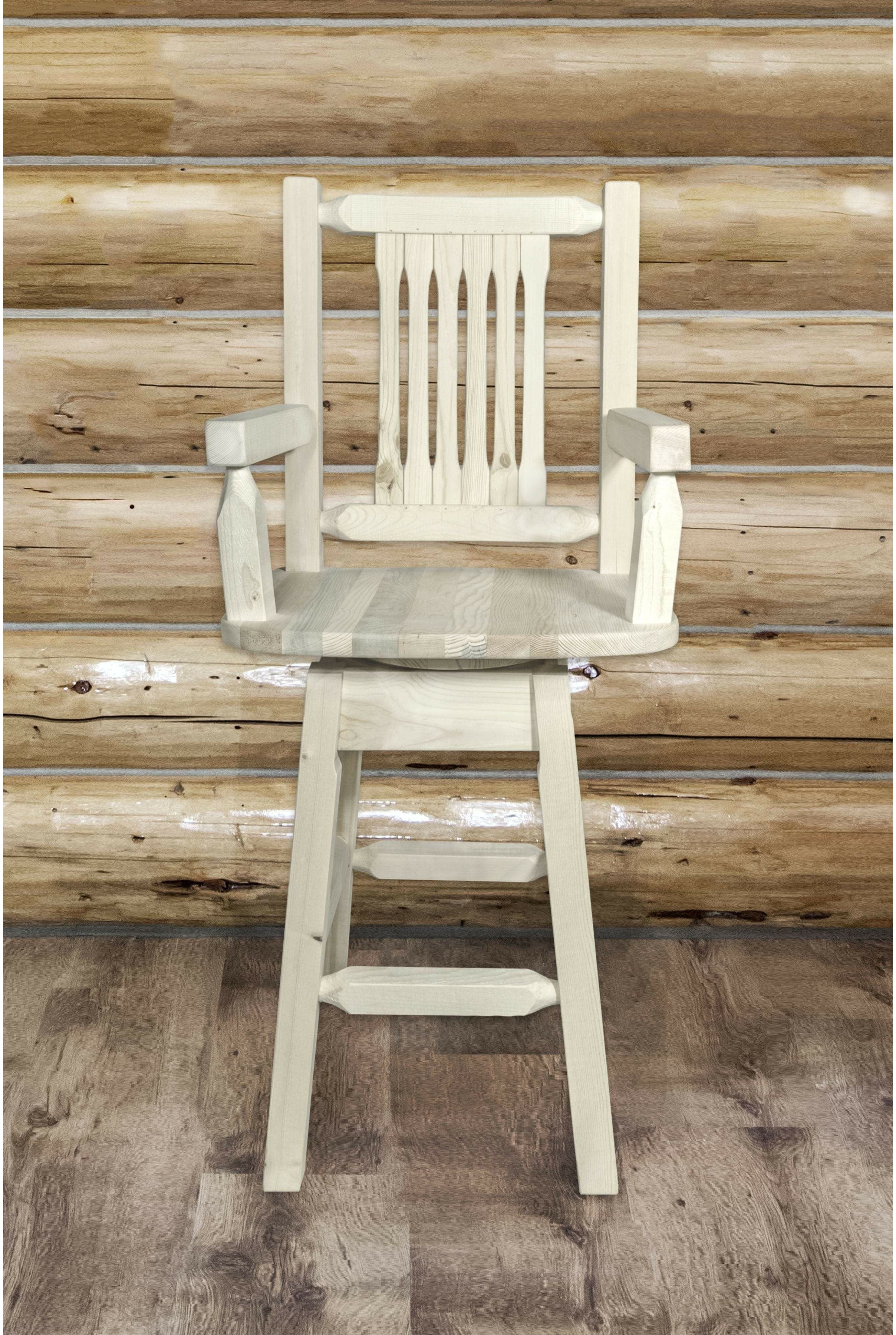 Montana Woodworks Homestead Collection Captain's Barstool with Back & Swivel-Rustic Furniture Marketplace