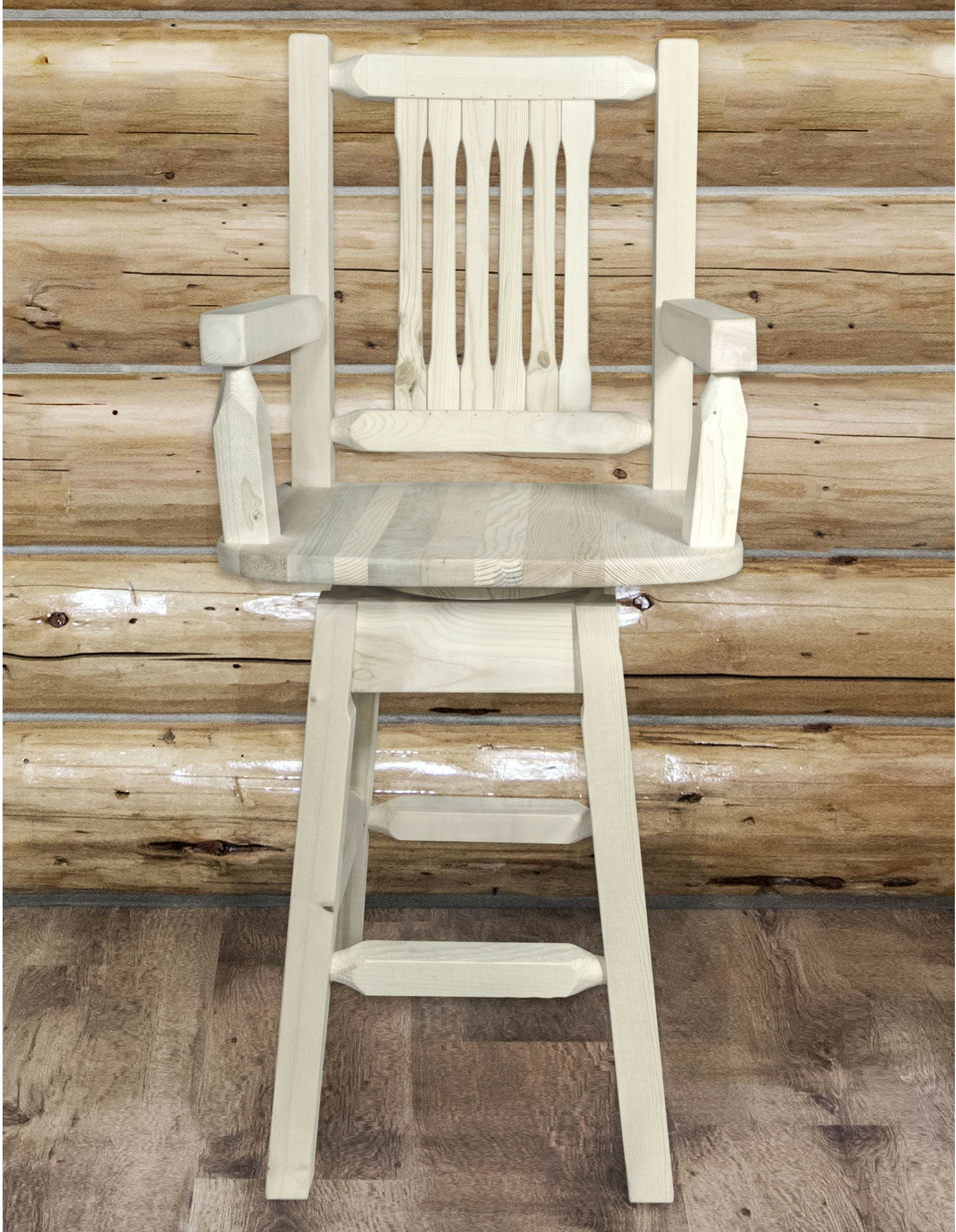 Montana Woodworks Homestead Collection Captain's Barstool with Back & Swivel-Rustic Furniture Marketplace