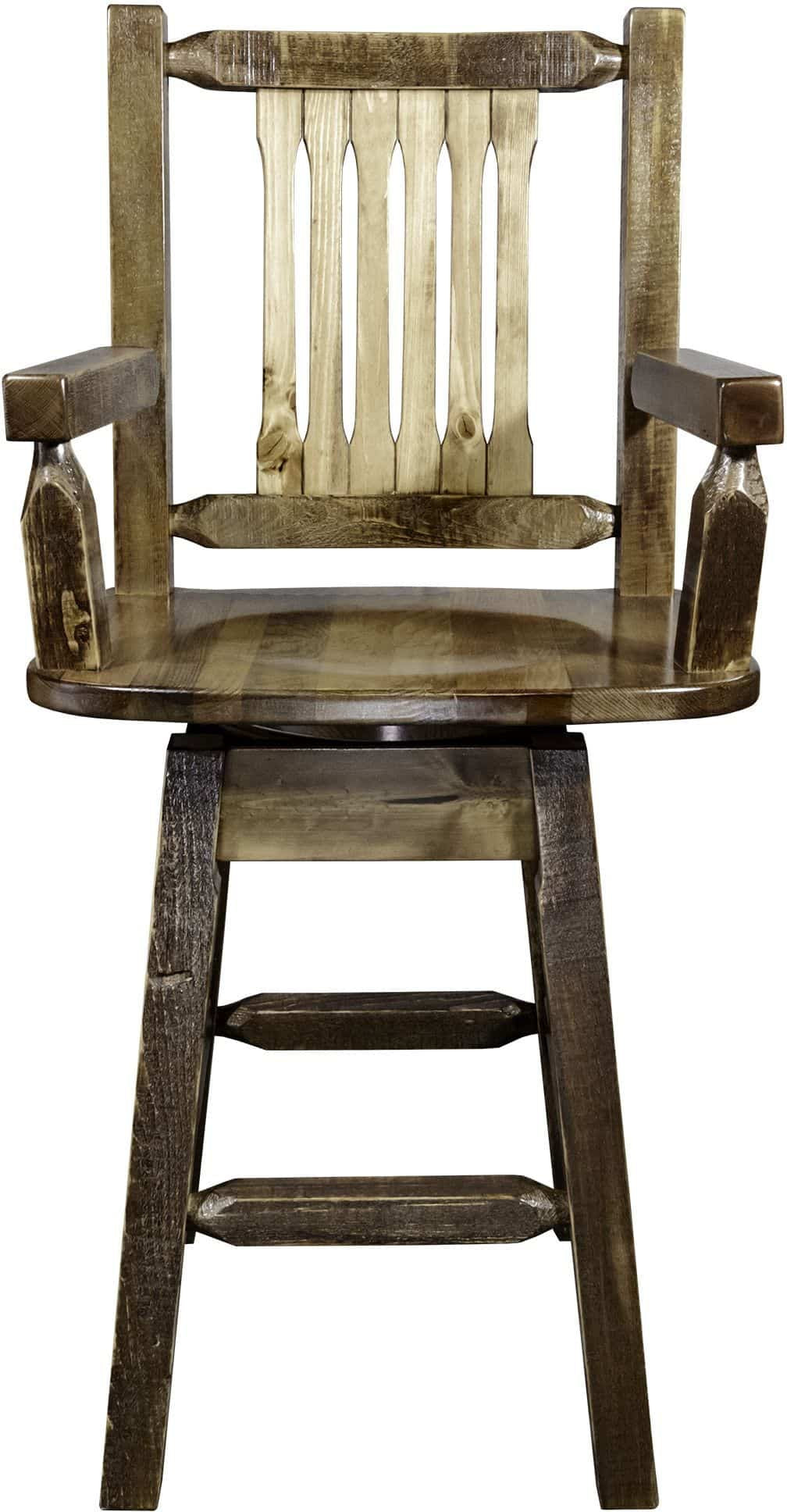 Montana Woodworks Homestead Collection Captain's Barstool with Back & Swivel-Rustic Furniture Marketplace