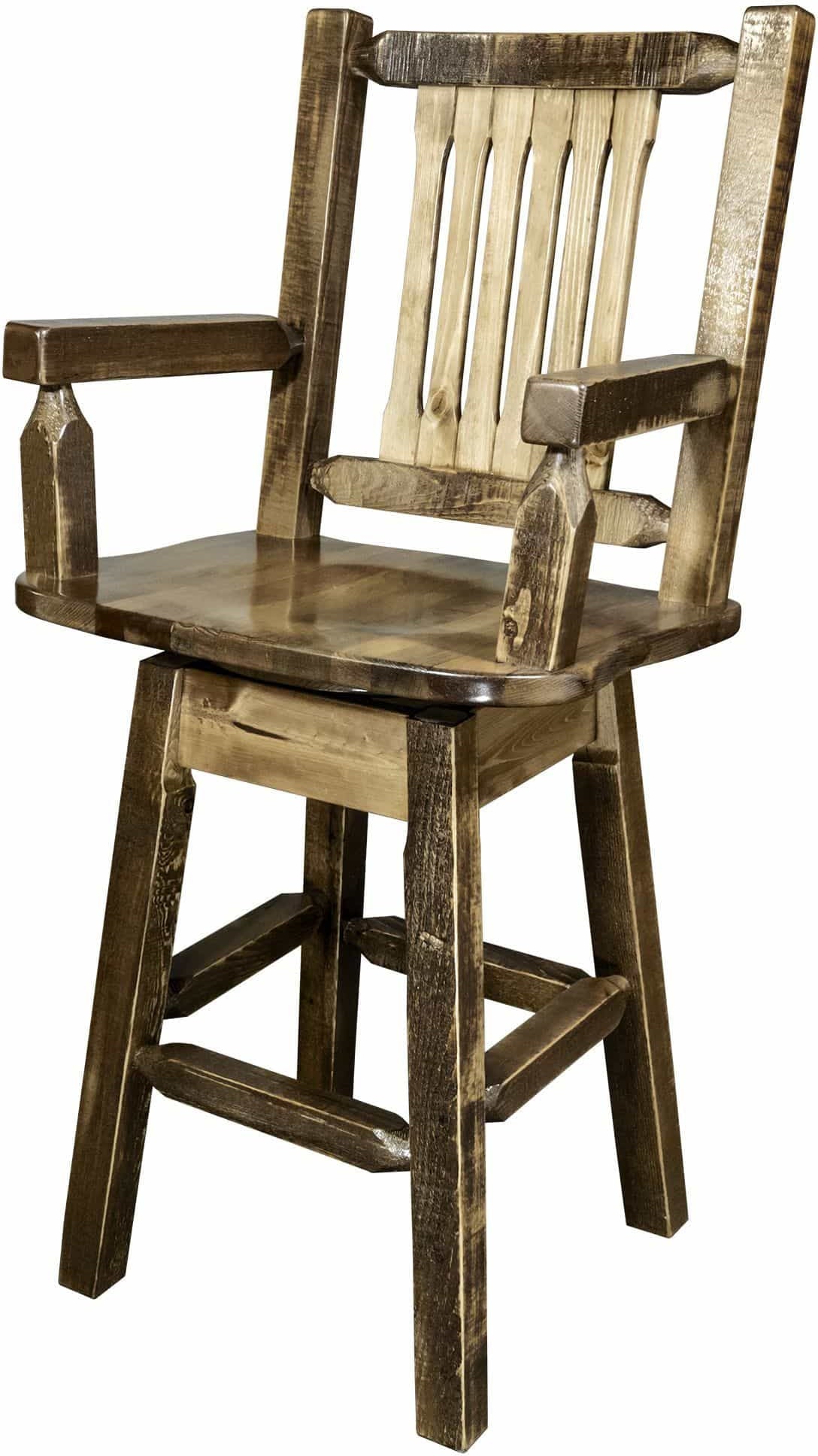 Montana Woodworks Homestead Collection Captain's Barstool with Back & Swivel-Rustic Furniture Marketplace