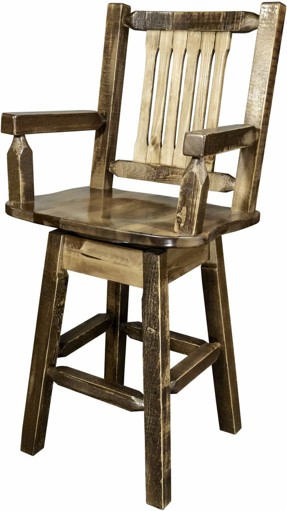 Montana Woodworks Homestead Collection Captain's Barstool with Back & Swivel-Rustic Furniture Marketplace