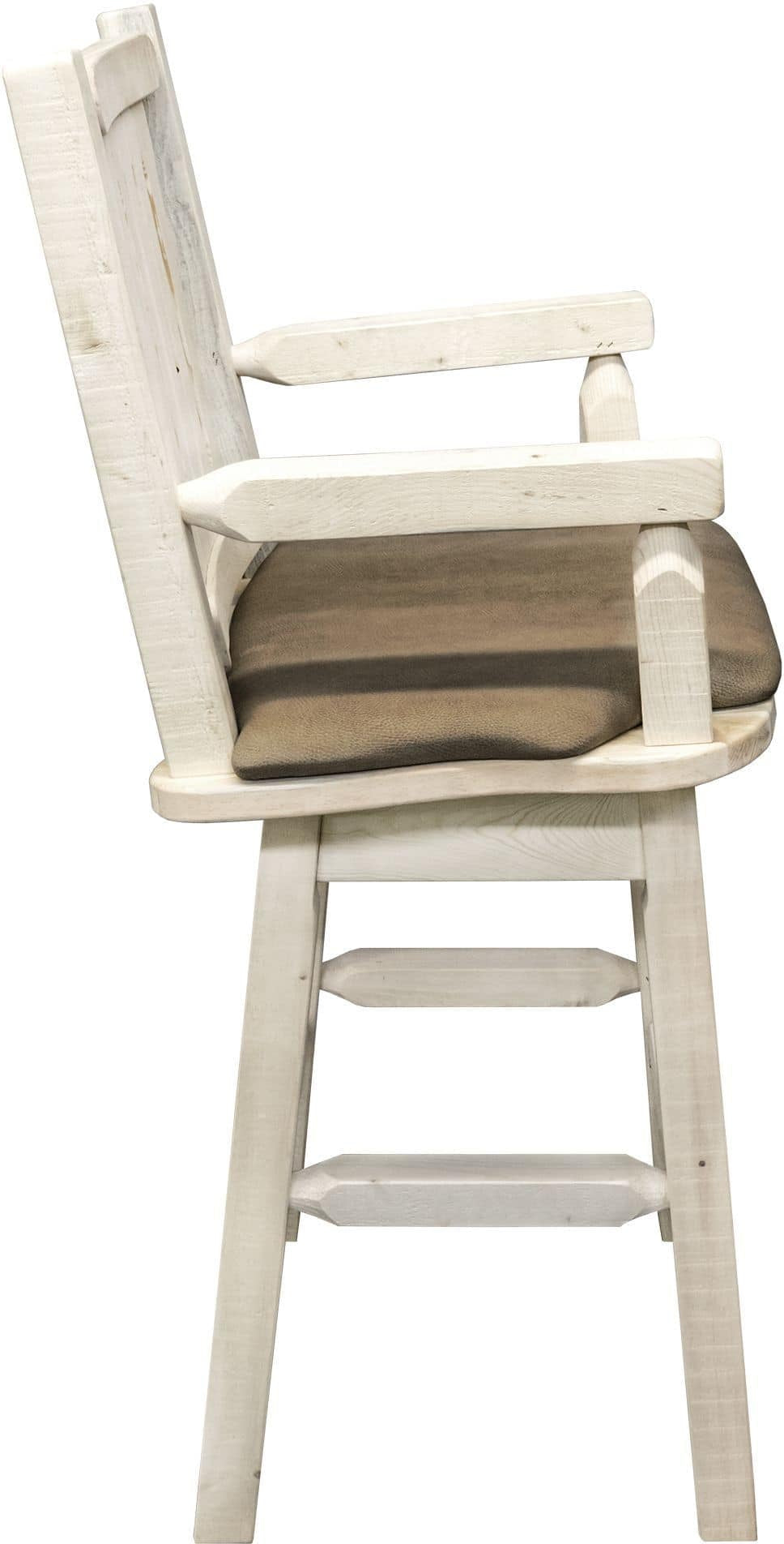 Montana Woodworks Homestead Collection Captain's Barstool with Back/Swivel/Upholstered Seat-Rustic Furniture Marketplace