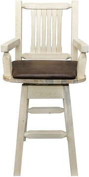 Montana Woodworks Homestead Collection Captain's Barstool with Back/Swivel/Upholstered Seat-Rustic Furniture Marketplace