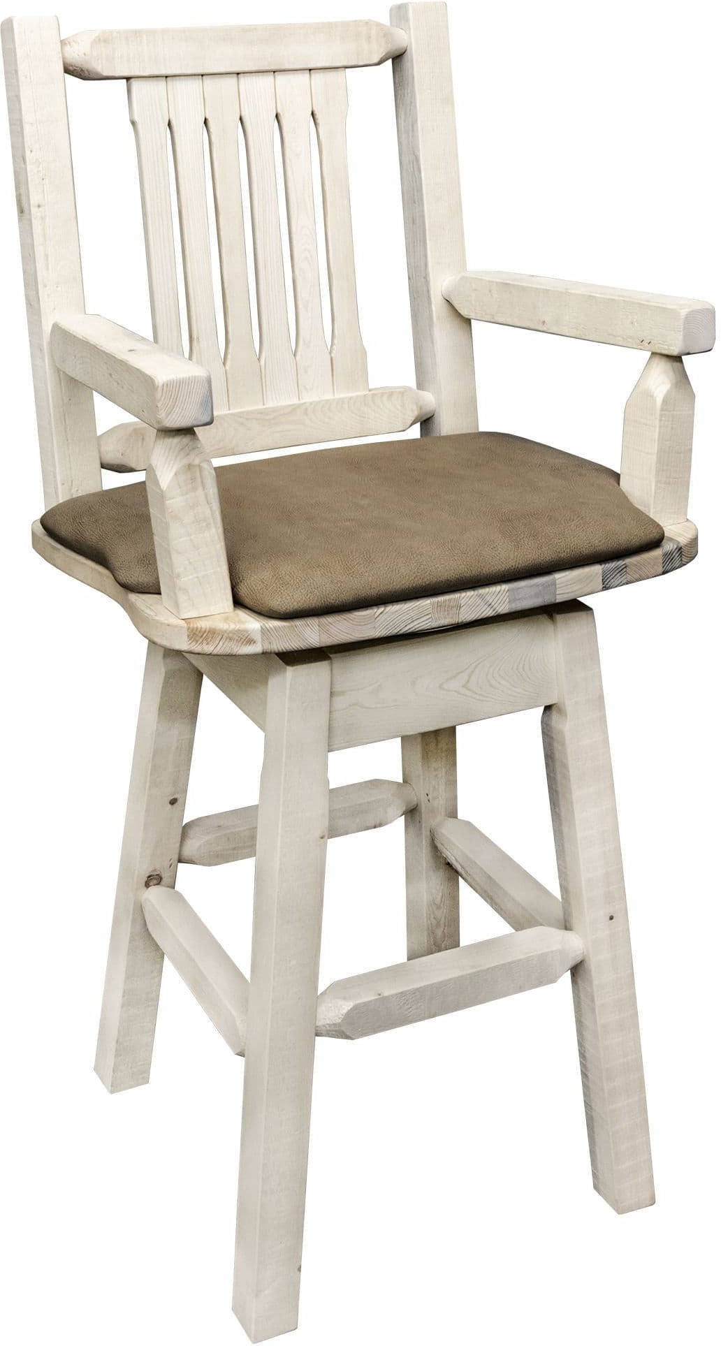 Montana Woodworks Homestead Collection Captain's Barstool with Back/Swivel/Upholstered Seat-Rustic Furniture Marketplace