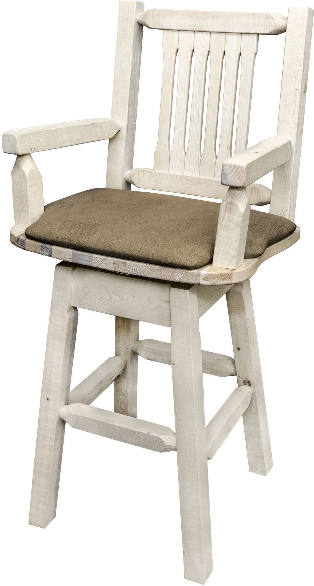 Montana Woodworks Homestead Collection Captain's Barstool with Back/Swivel/Upholstered Seat-Rustic Furniture Marketplace