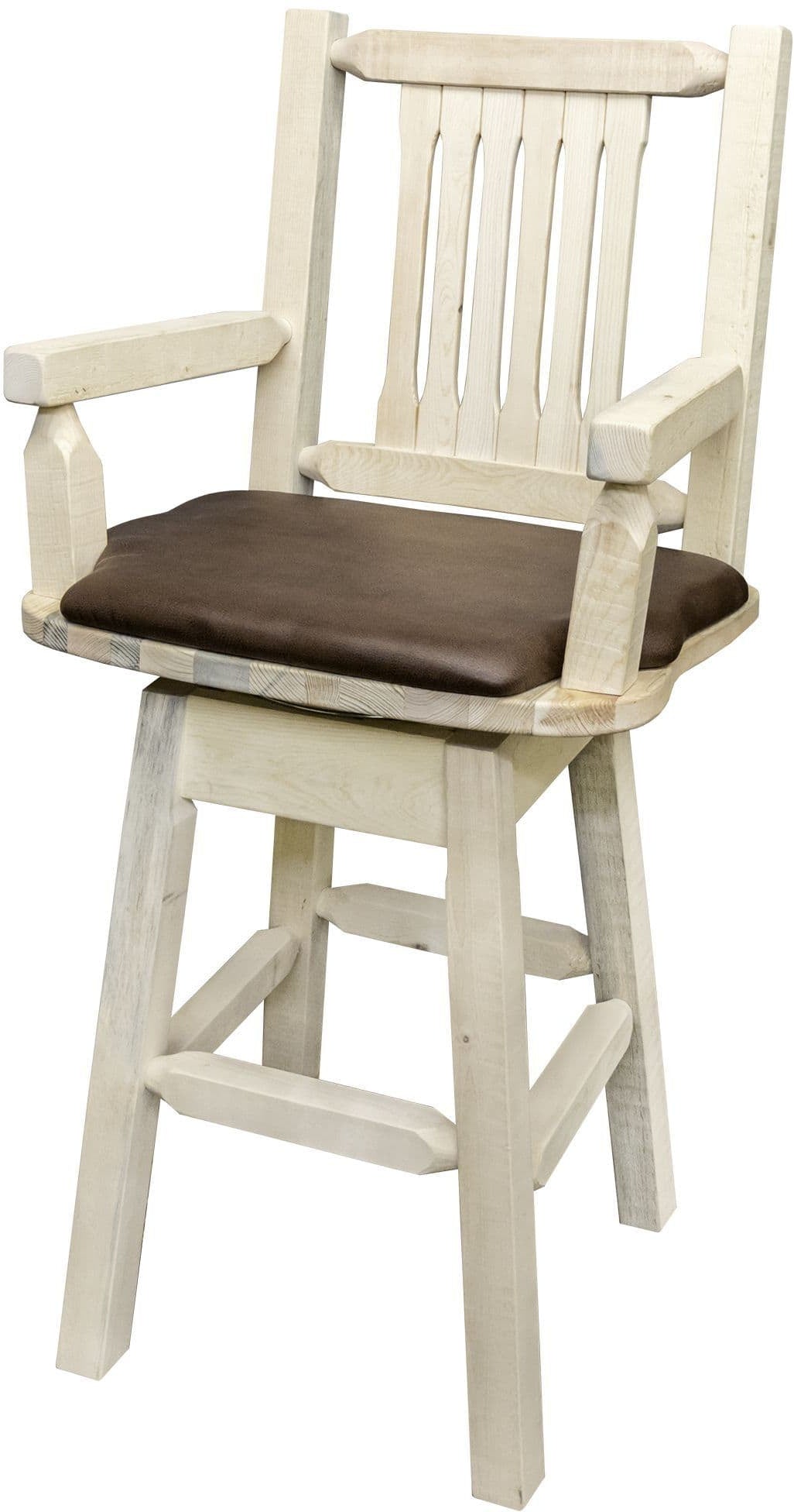 Montana Woodworks Homestead Collection Captain's Barstool with Back/Swivel/Upholstered Seat-Rustic Furniture Marketplace