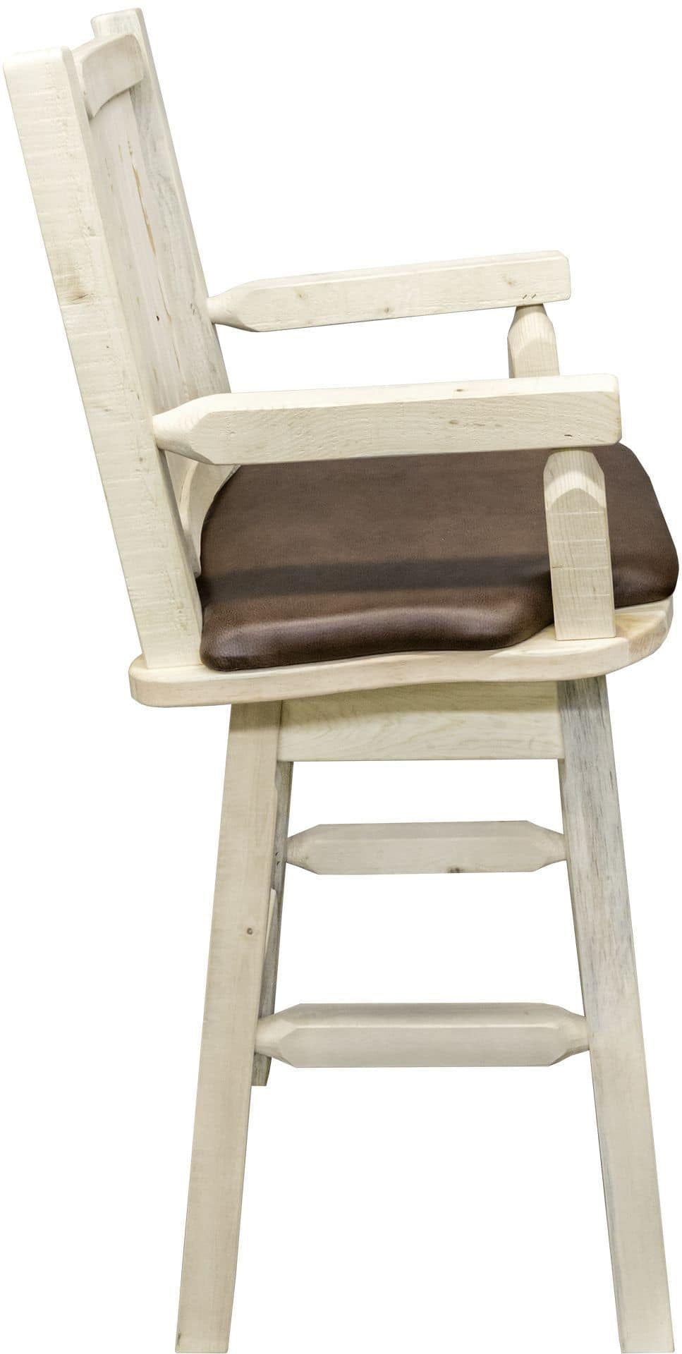 Montana Woodworks Homestead Collection Captain's Barstool with Back/Swivel/Upholstered Seat-Rustic Furniture Marketplace