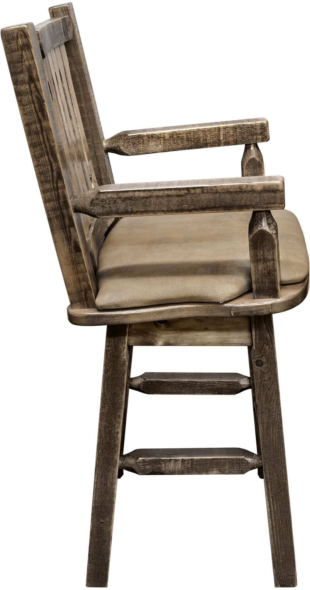 Montana Woodworks Homestead Collection Captain's Barstool with Back/Swivel/Upholstered Seat-Rustic Furniture Marketplace