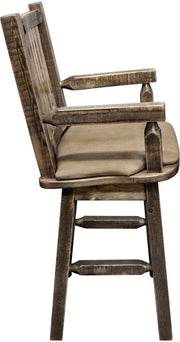 Montana Woodworks Homestead Collection Captain's Barstool with Back/Swivel/Upholstered Seat-Rustic Furniture Marketplace