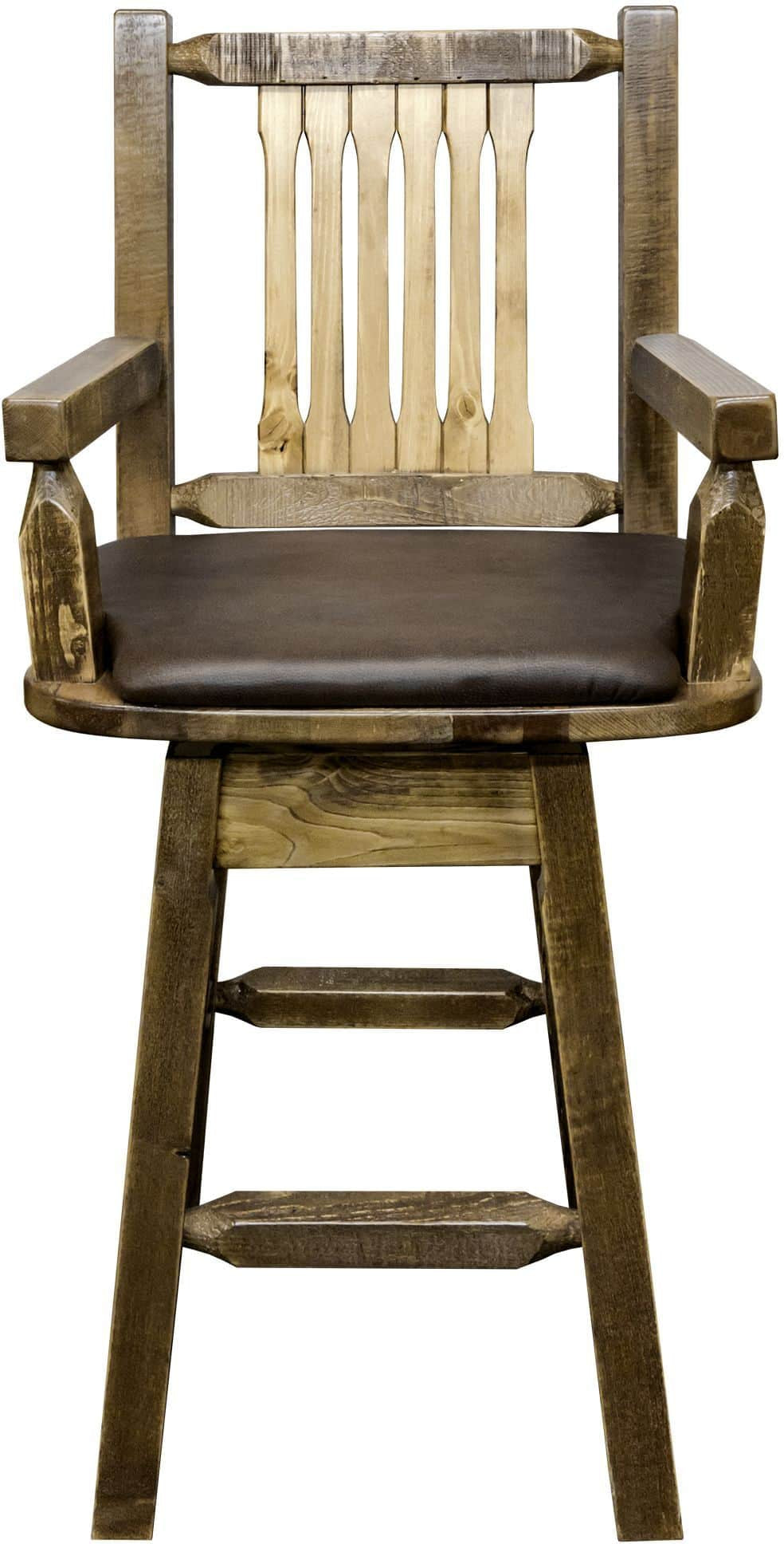 Montana Woodworks Homestead Collection Captain's Barstool with Back/Swivel/Upholstered Seat-Rustic Furniture Marketplace