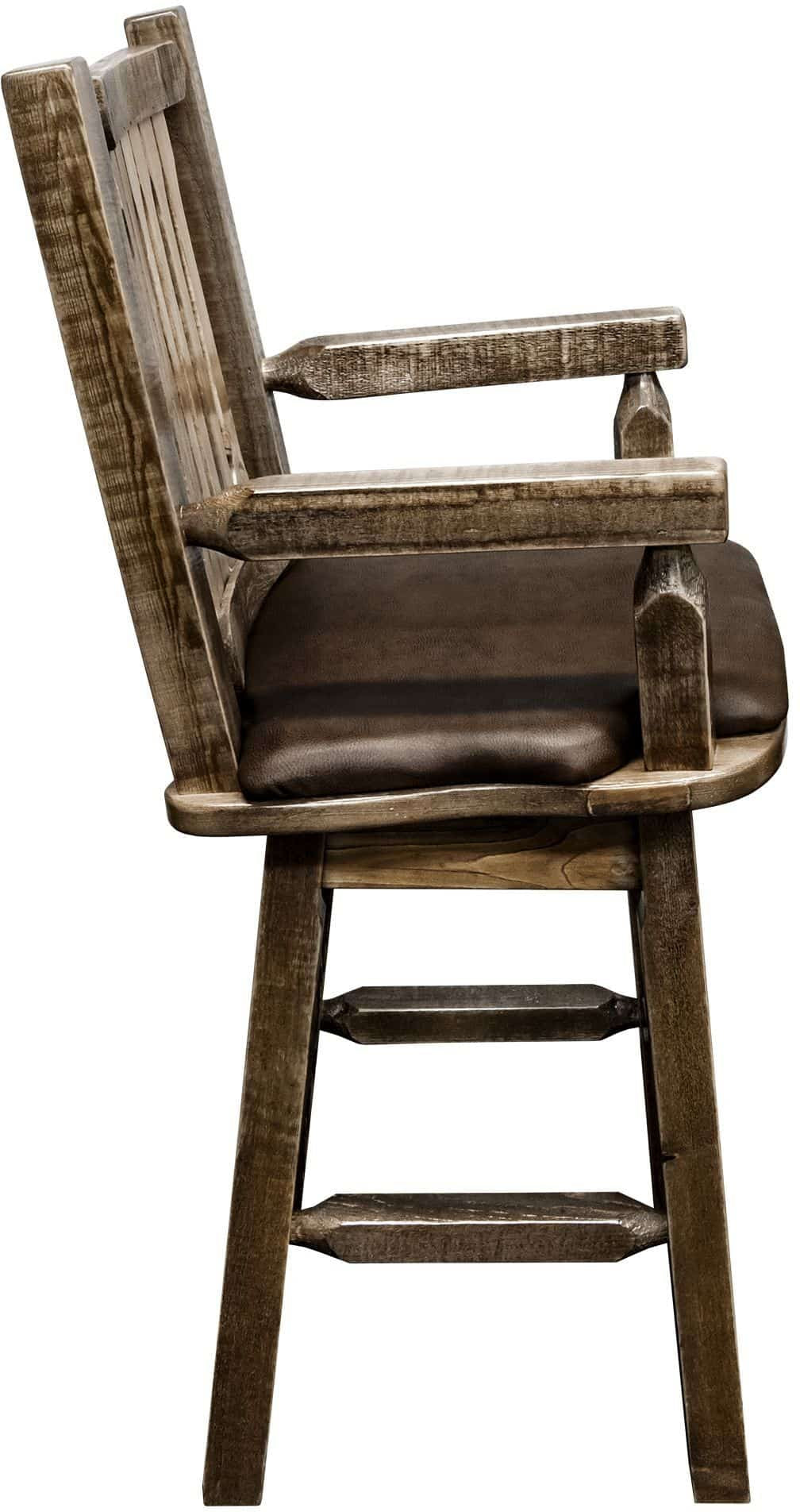 Montana Woodworks Homestead Collection Captain's Barstool with Back/Swivel/Upholstered Seat-Rustic Furniture Marketplace