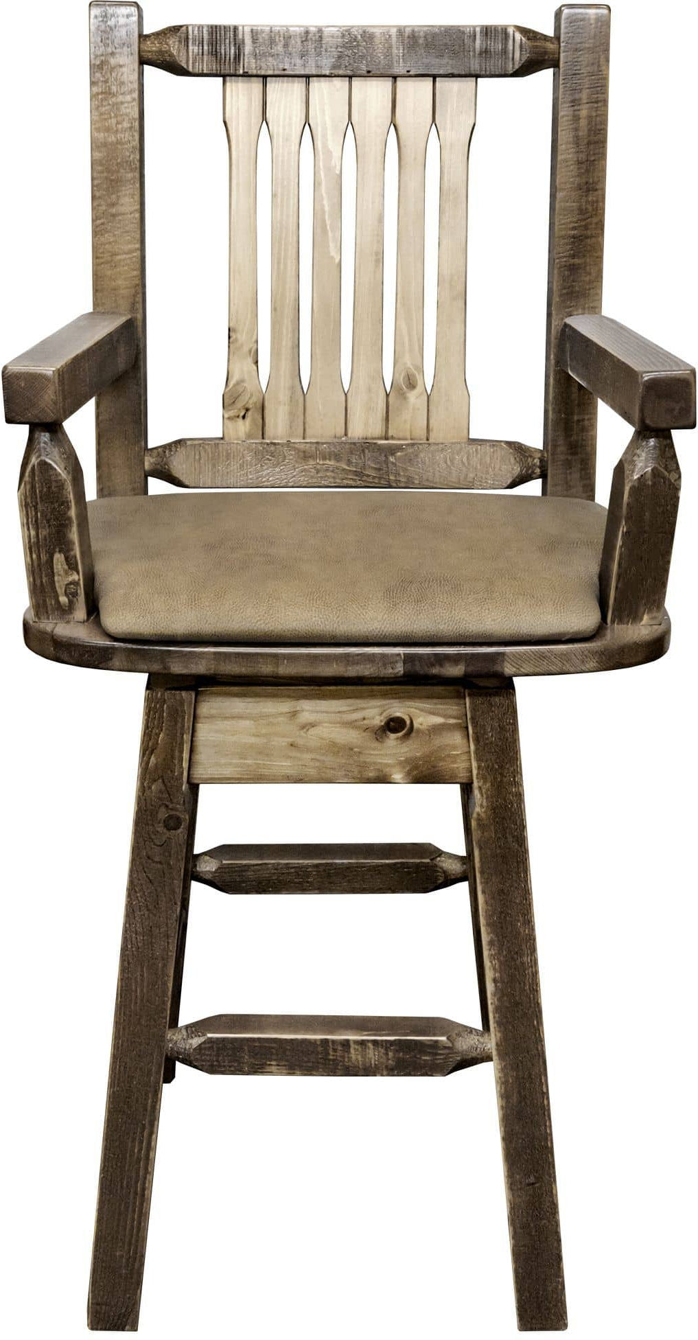 Montana Woodworks Homestead Collection Captain's Barstool with Back/Swivel/Upholstered Seat-Rustic Furniture Marketplace