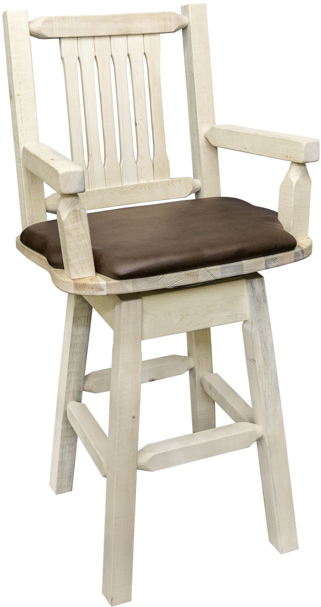 Montana Woodworks Homestead Collection Captain's Barstool with Back/Swivel/Upholstered Seat-Rustic Furniture Marketplace