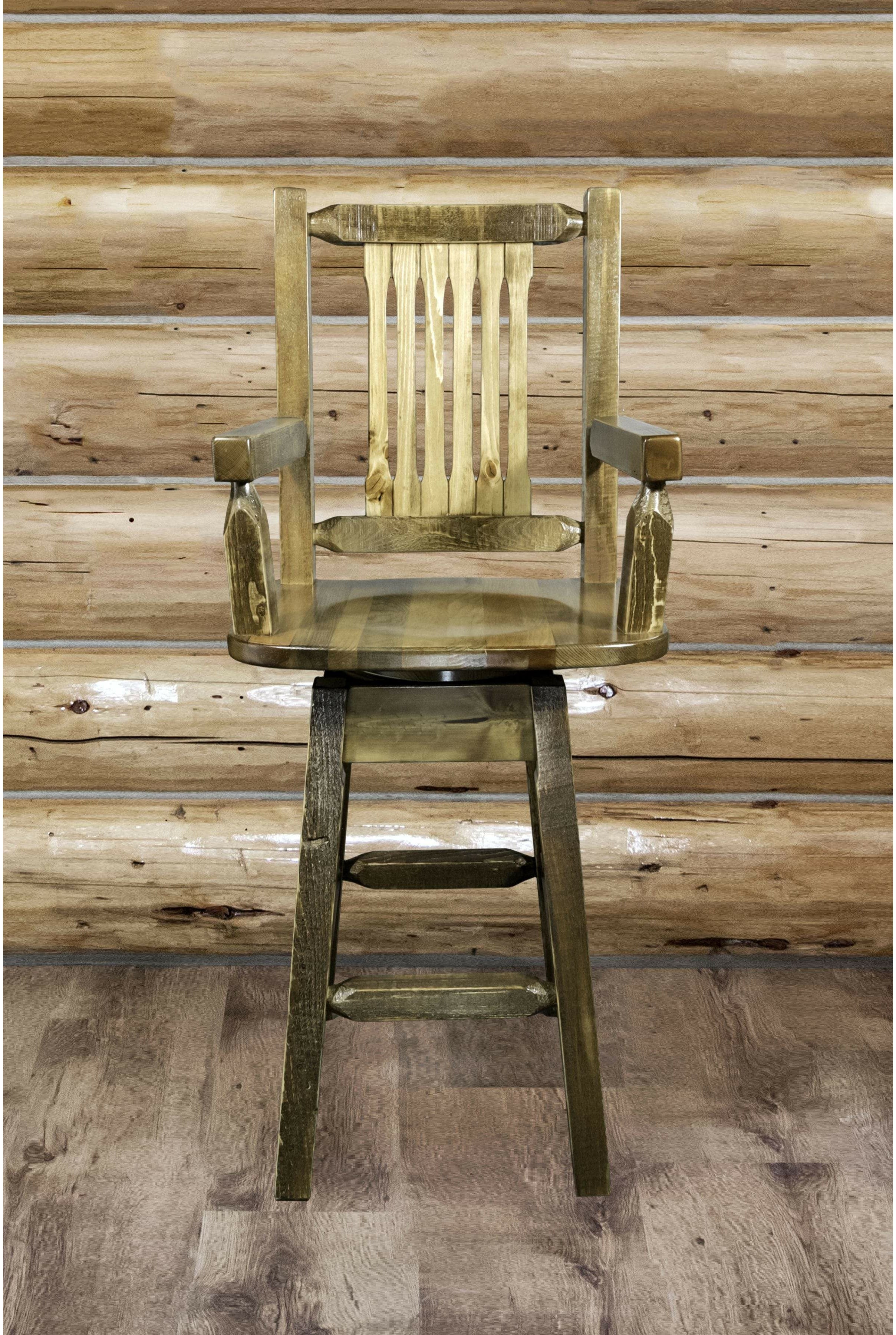 Montana Woodworks Homestead Collection Captain's Barstool with Back & Swivel-Rustic Furniture Marketplace