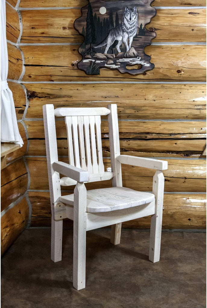 Montana Woodworks Homestead Collection Captain's Chair Clear Lacquer Finish with Ergonomic Wooden Seat-Rustic Furniture Marketplace