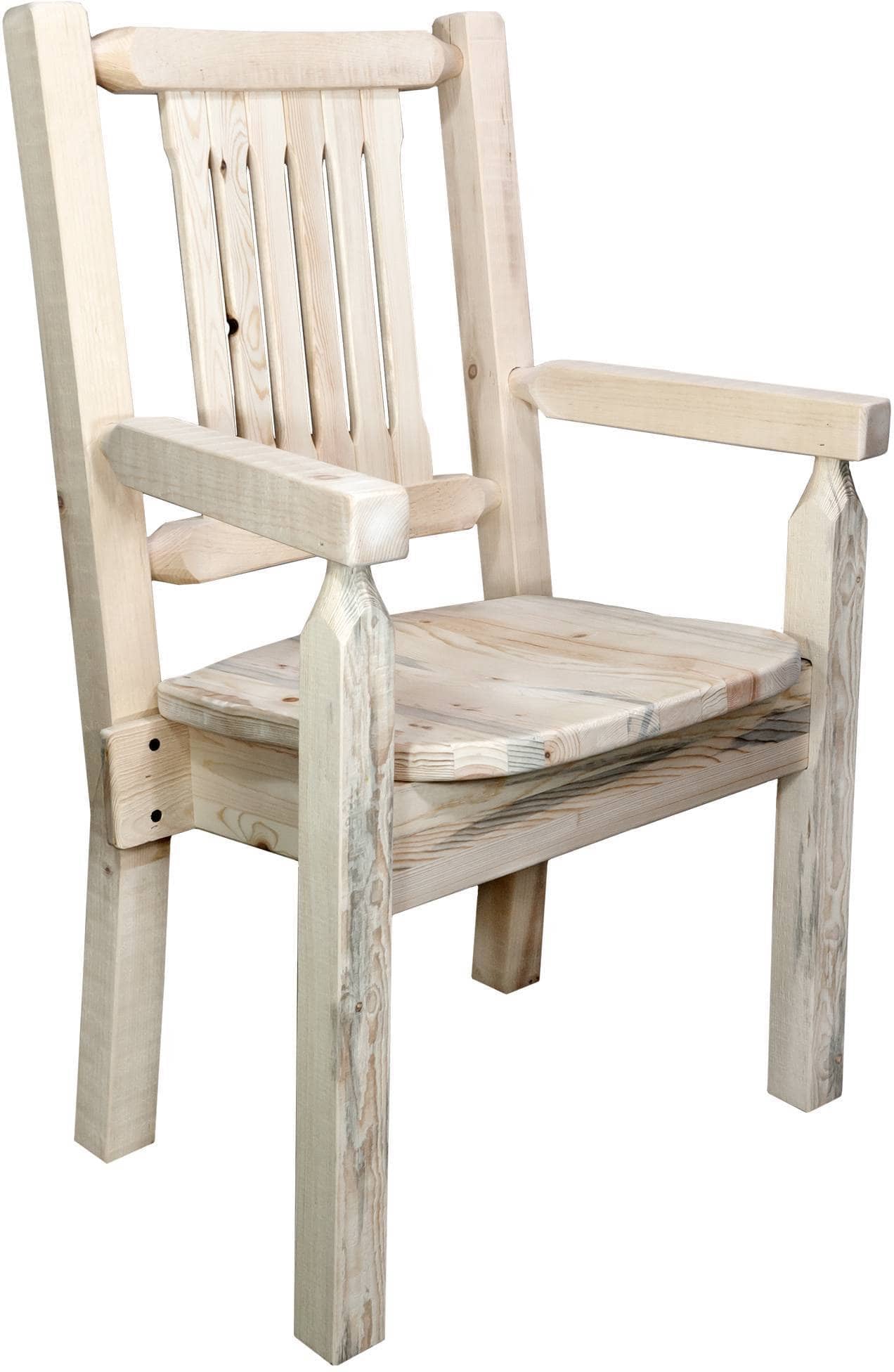 Montana Woodworks Homestead Collection Captain's Chair Clear Lacquer Finish with Ergonomic Wooden Seat-Rustic Furniture Marketplace