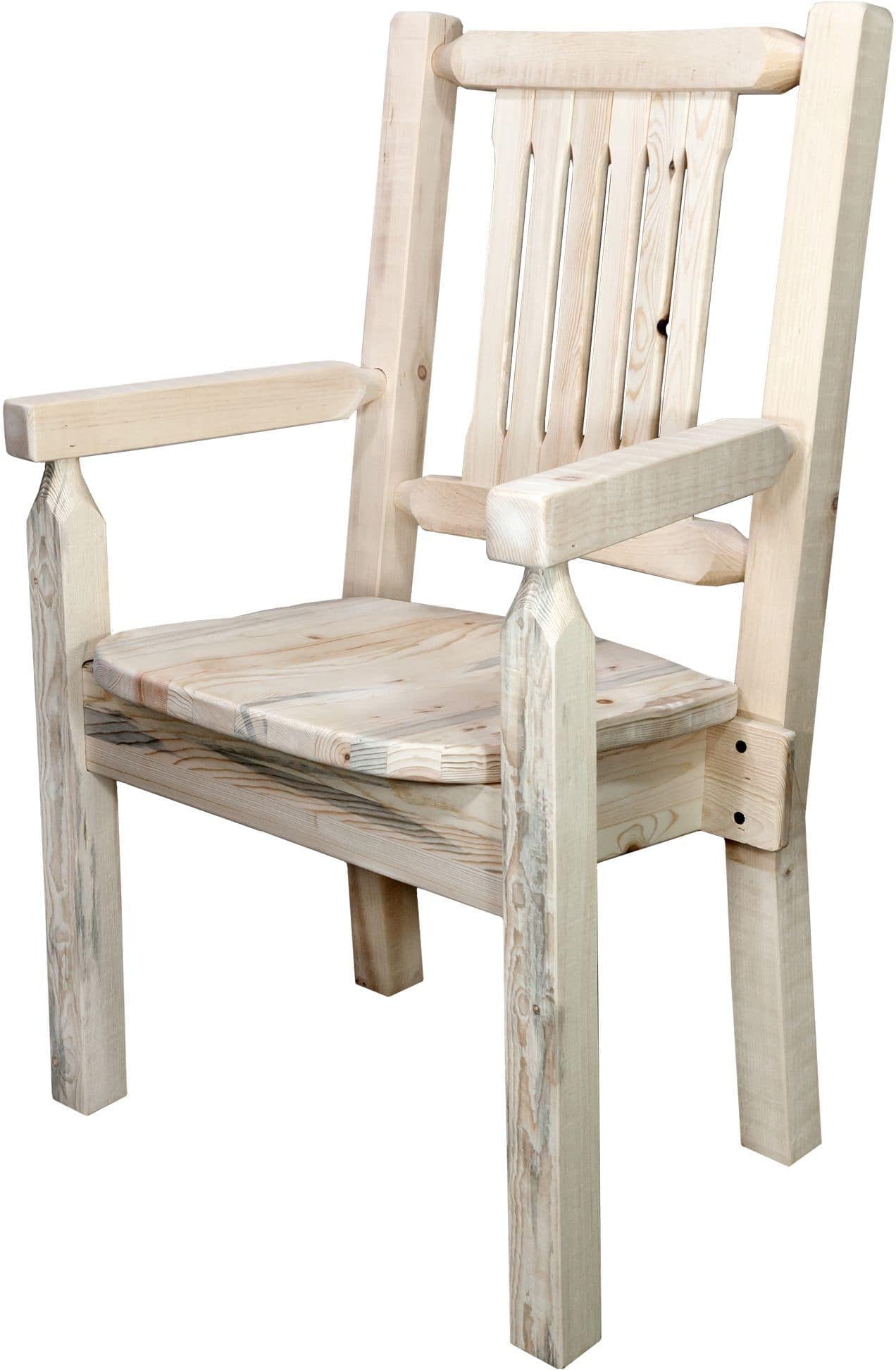 Montana Woodworks Homestead Collection Captain's Chair Clear Lacquer Finish with Ergonomic Wooden Seat-Rustic Furniture Marketplace