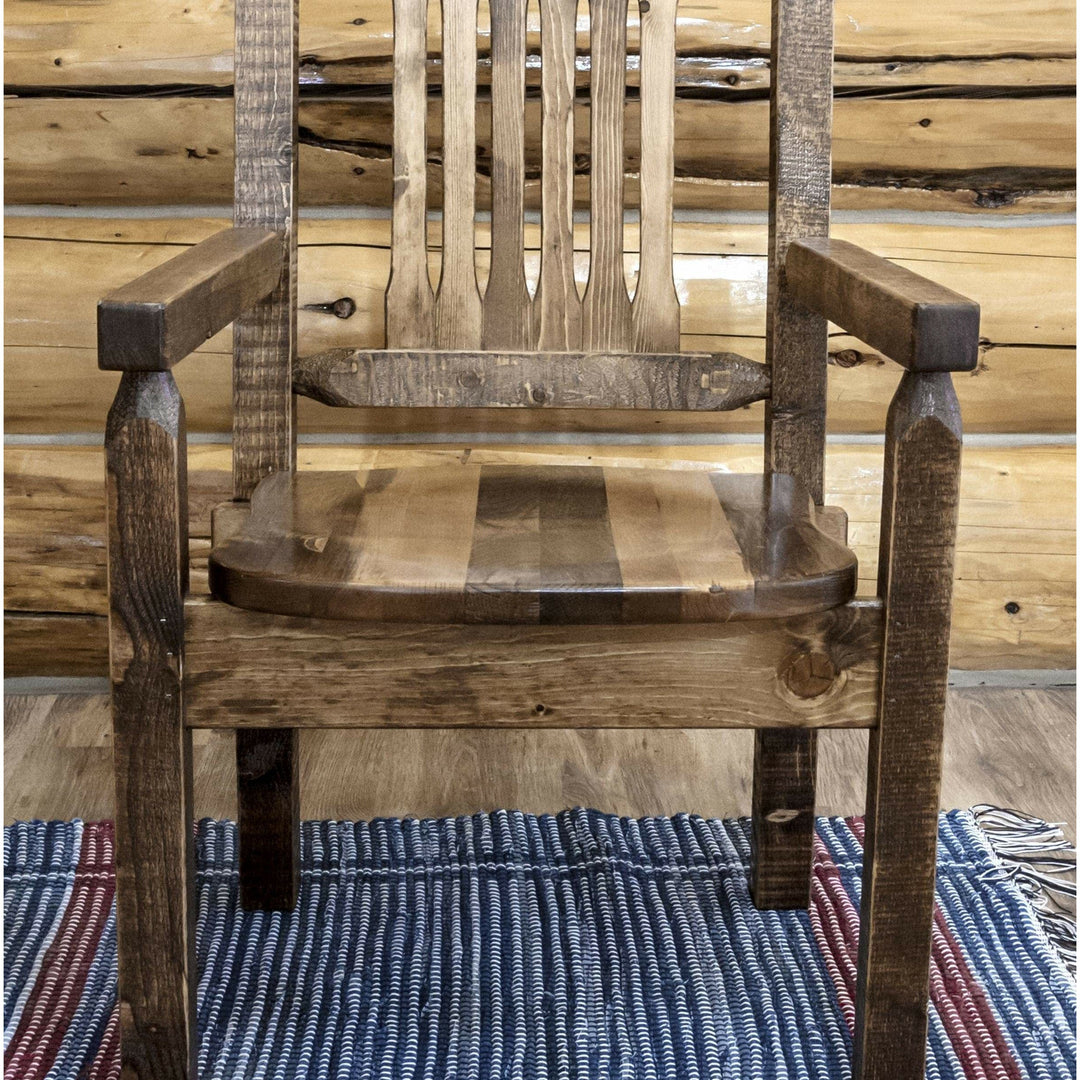 Montana Woodworks Homestead Collection Captain's Chair with Ergonomic Wooden Seat - Stain & Clear Lacquer Finish-Rustic Furniture Marketplace