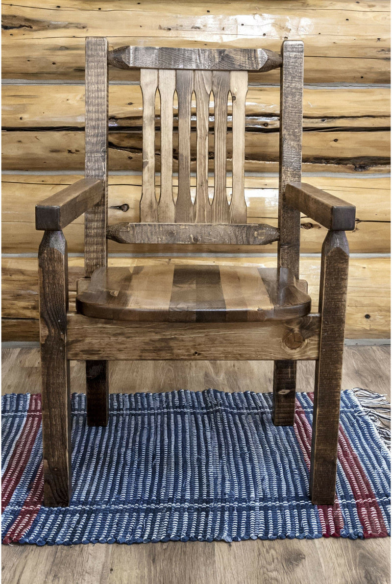 Montana Woodworks Homestead Collection Captain's Chair with Ergonomic Wooden Seat - Stain & Clear Lacquer Finish-Rustic Furniture Marketplace