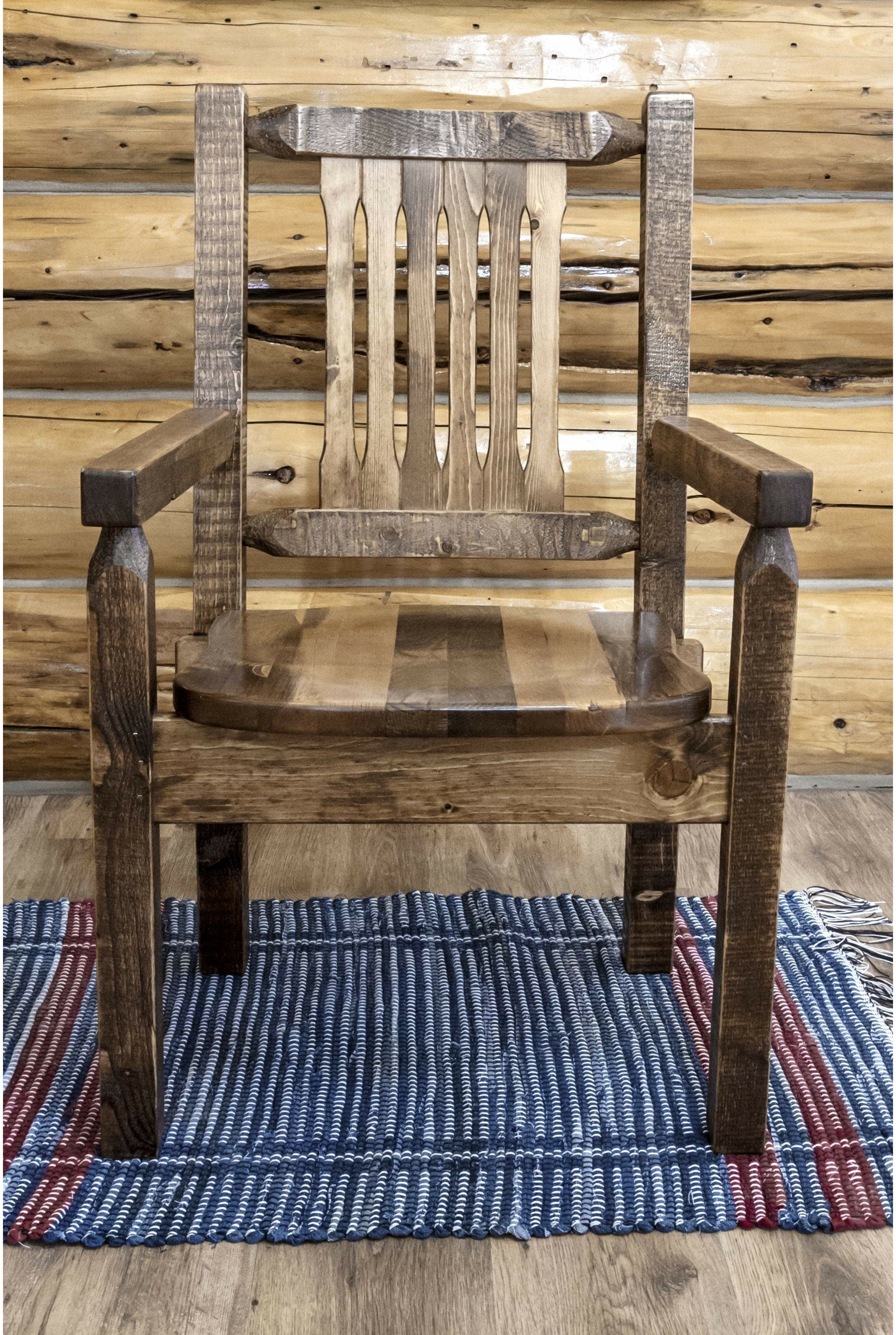 Montana Woodworks Homestead Collection Captain's Chair with Ergonomic Wooden Seat - Stain & Clear Lacquer Finish-Rustic Furniture Marketplace