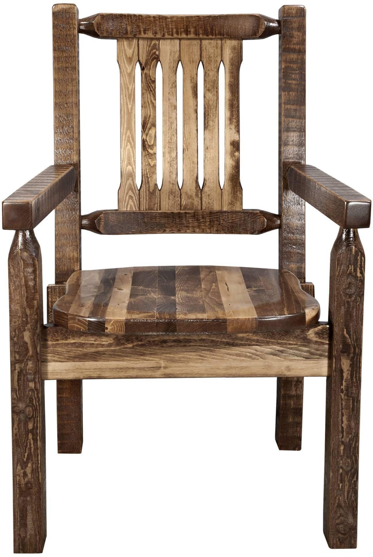 Montana Woodworks Homestead Collection Captain's Chair with Ergonomic Wooden Seat - Stain & Clear Lacquer Finish-Rustic Furniture Marketplace