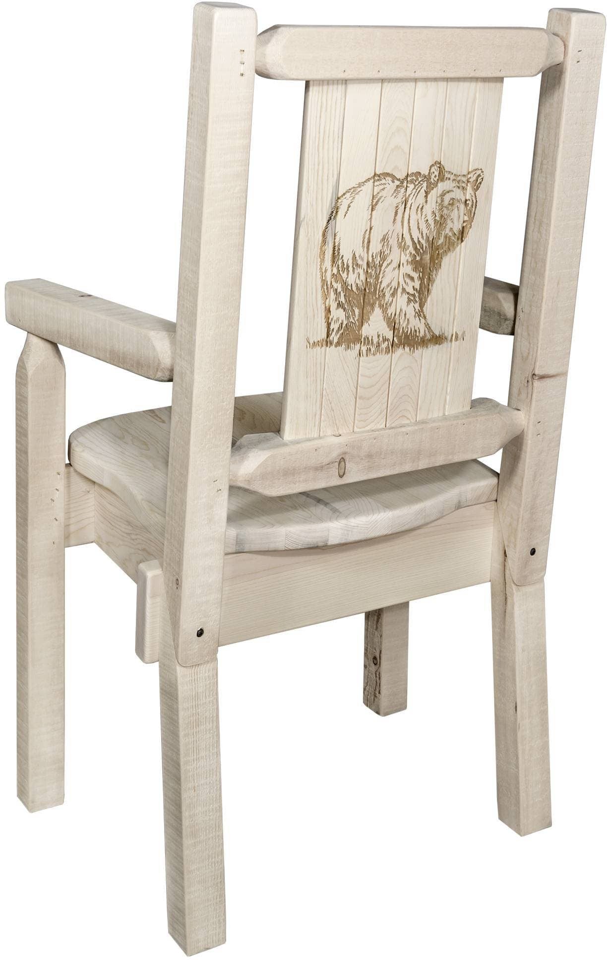 Montana Woodworks Homestead Collection Captain's Chair with Laser Engraved Design - Clear Lacquer Finish-Rustic Furniture Marketplace