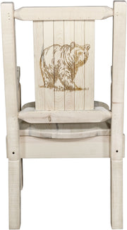 Montana Woodworks Homestead Collection Captain's Chair with Laser Engraved Design - Clear Lacquer Finish-Rustic Furniture Marketplace