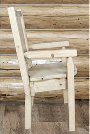 Montana Woodworks Homestead Collection Captain's Chair with Laser Engraved Design - Clear Lacquer Finish-Rustic Furniture Marketplace