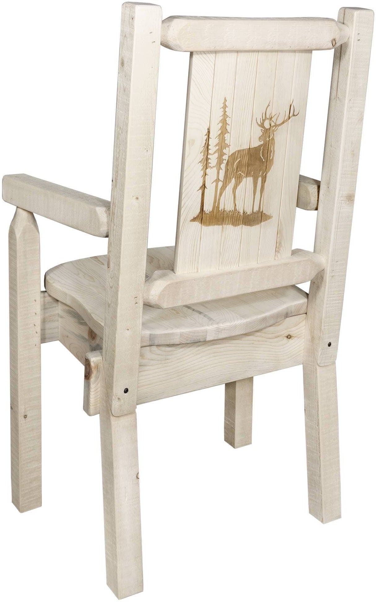 Montana Woodworks Homestead Collection Captain's Chair with Laser Engraved Design - Clear Lacquer Finish-Rustic Furniture Marketplace