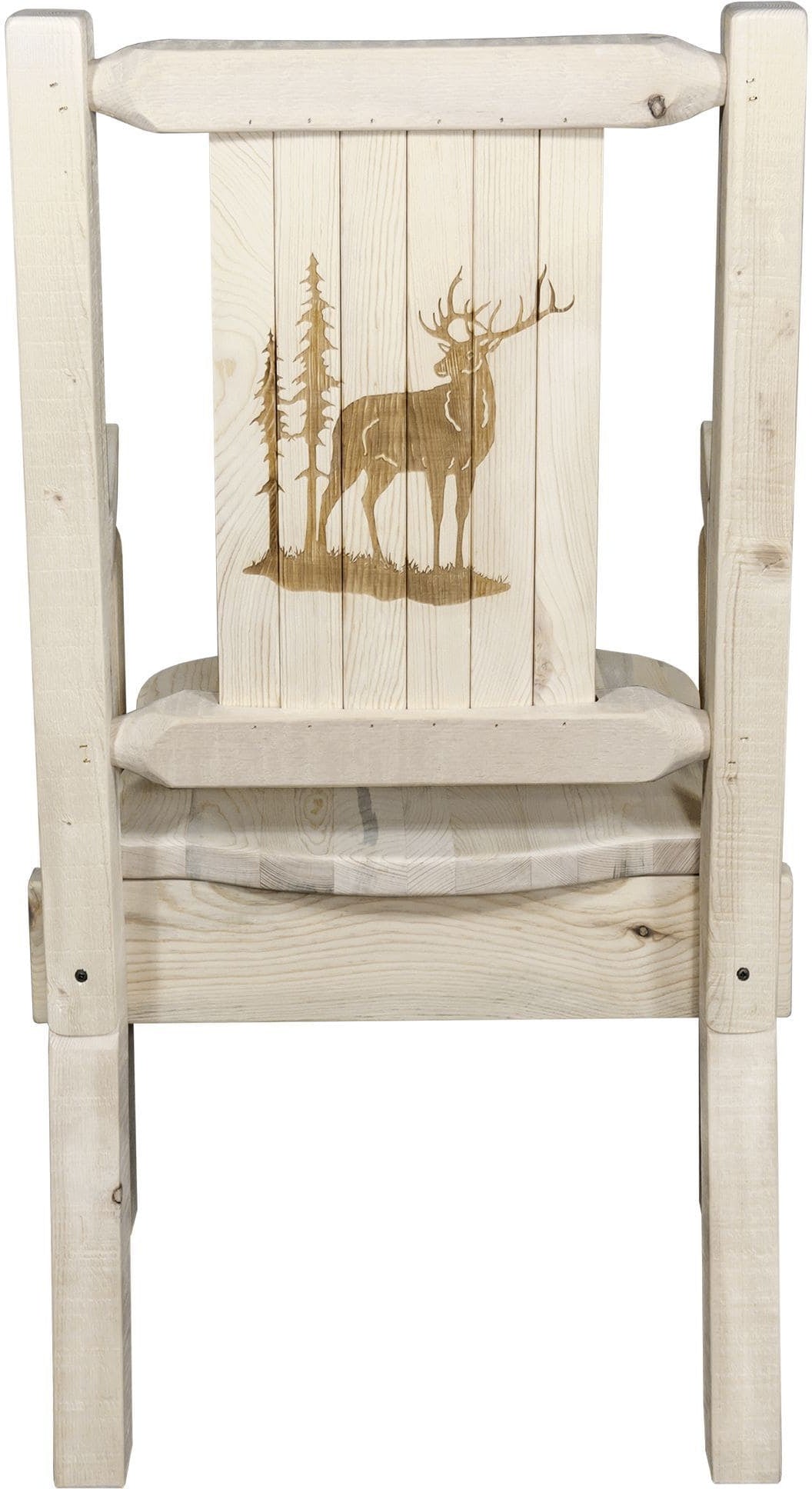 Montana Woodworks Homestead Collection Captain's Chair with Laser Engraved Design - Clear Lacquer Finish-Rustic Furniture Marketplace