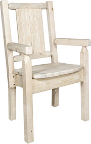 Montana Woodworks Homestead Collection Captain's Chair with Laser Engraved Design - Clear Lacquer Finish-Rustic Furniture Marketplace