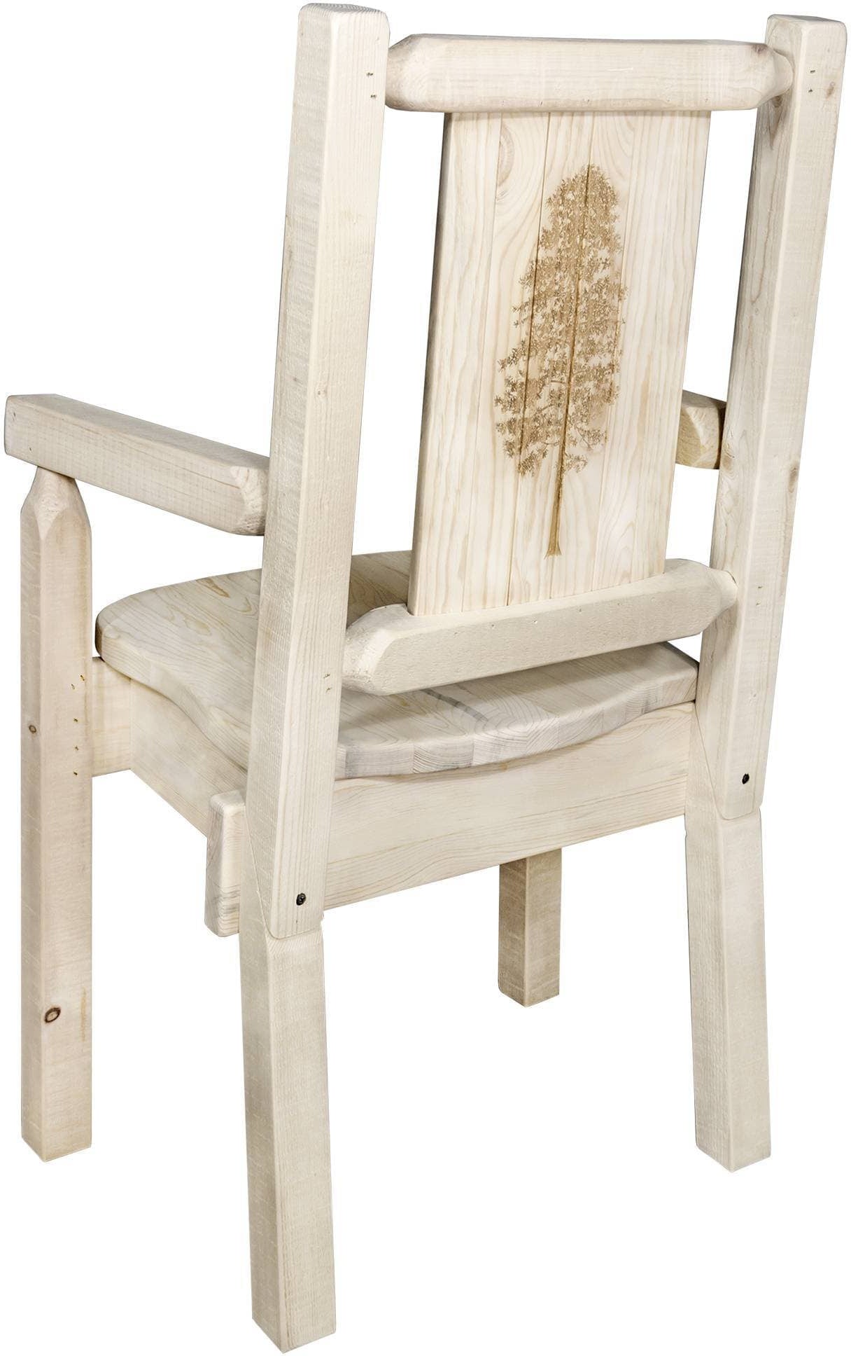 Montana Woodworks Homestead Collection Captain's Chair with Laser Engraved Design - Clear Lacquer Finish-Rustic Furniture Marketplace