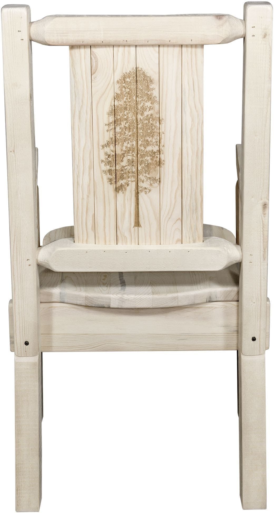 Montana Woodworks Homestead Collection Captain's Chair with Laser Engraved Design - Clear Lacquer Finish-Rustic Furniture Marketplace