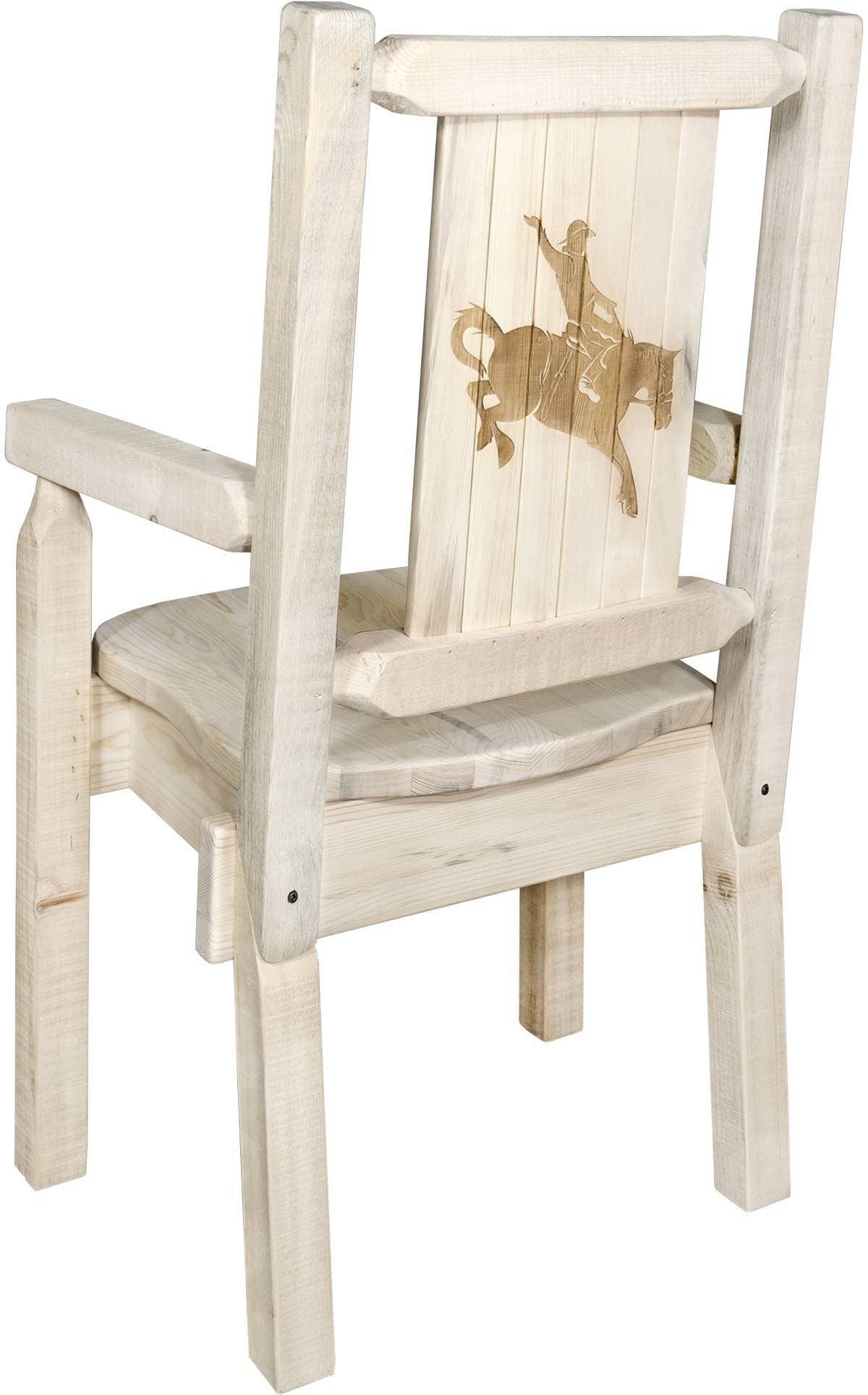 Montana Woodworks Homestead Collection Captain's Chair with Laser Engraved Design - Clear Lacquer Finish-Rustic Furniture Marketplace