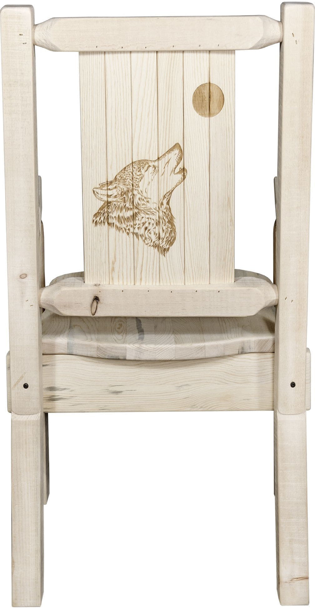 Montana Woodworks Homestead Collection Captain's Chair with Laser Engraved Design - Clear Lacquer Finish-Rustic Furniture Marketplace