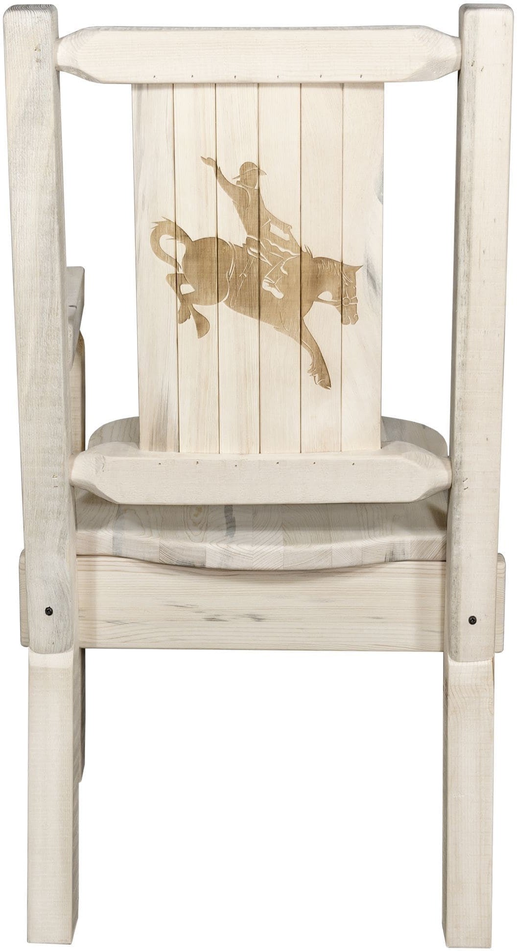 Montana Woodworks Homestead Collection Captain's Chair with Laser Engraved Design - Clear Lacquer Finish-Rustic Furniture Marketplace