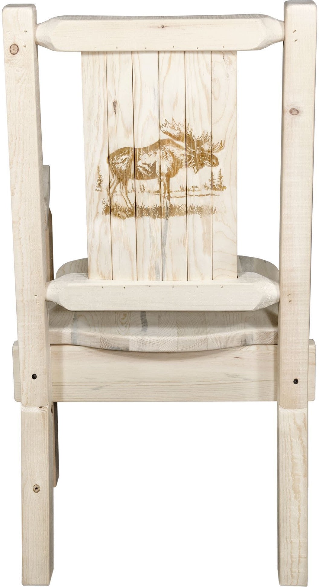 Montana Woodworks Homestead Collection Captain's Chair with Laser Engraved Design - Clear Lacquer Finish-Rustic Furniture Marketplace