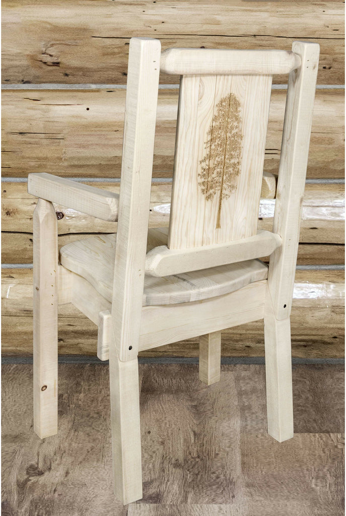 Montana Woodworks Homestead Collection Captain's Chair with Laser Engraved Design - Ready to Finish-Rustic Furniture Marketplace