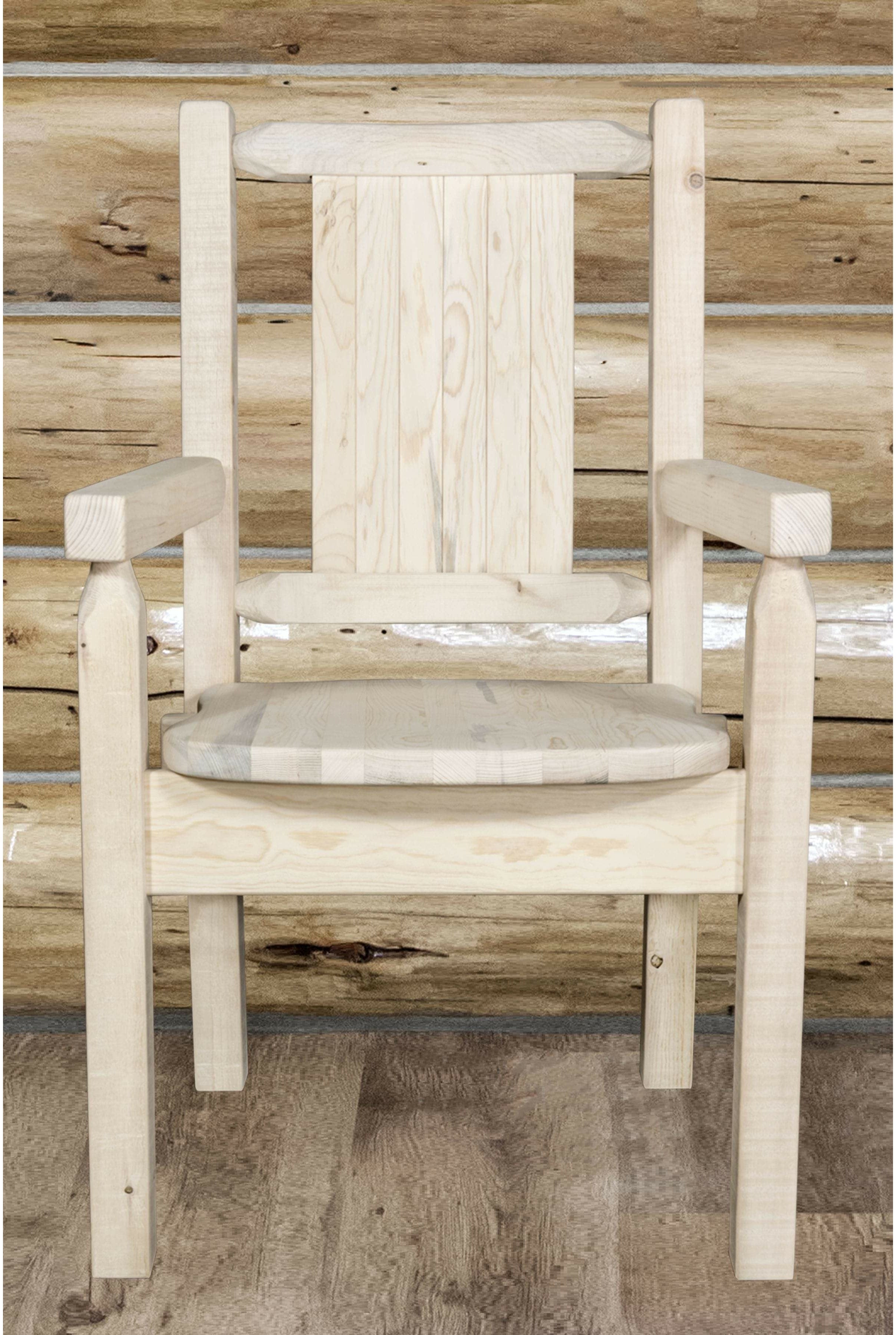 Montana Woodworks Homestead Collection Captain's Chair with Laser Engraved Design - Ready to Finish-Rustic Furniture Marketplace