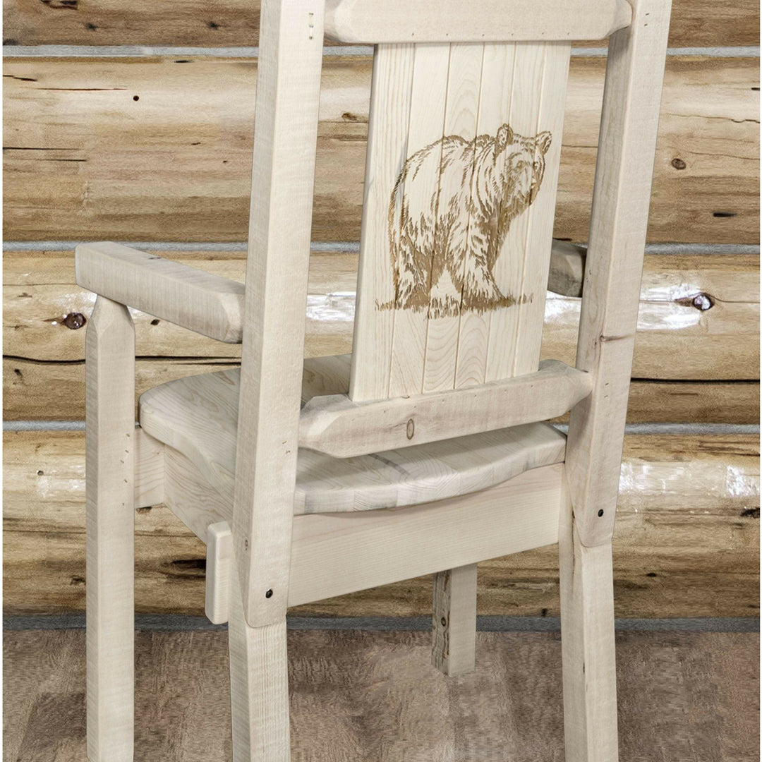 Montana Woodworks Homestead Collection Captain's Chair with Laser Engraved Design - Ready to Finish-Rustic Furniture Marketplace