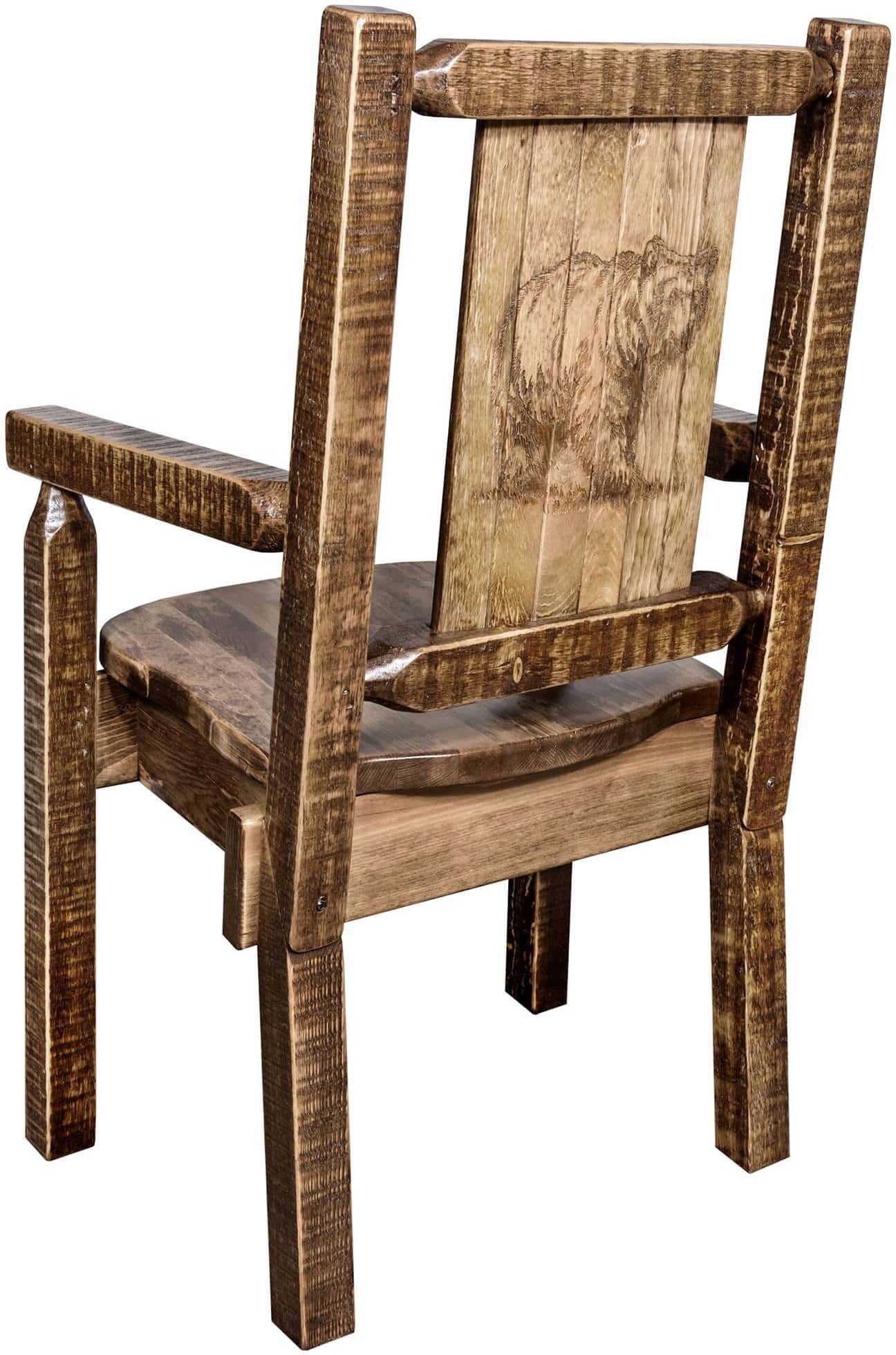 Montana Woodworks Homestead Collection Captain's Chair with Laser Engraved Design - Stain & Lacquer Finish-Rustic Furniture Marketplace