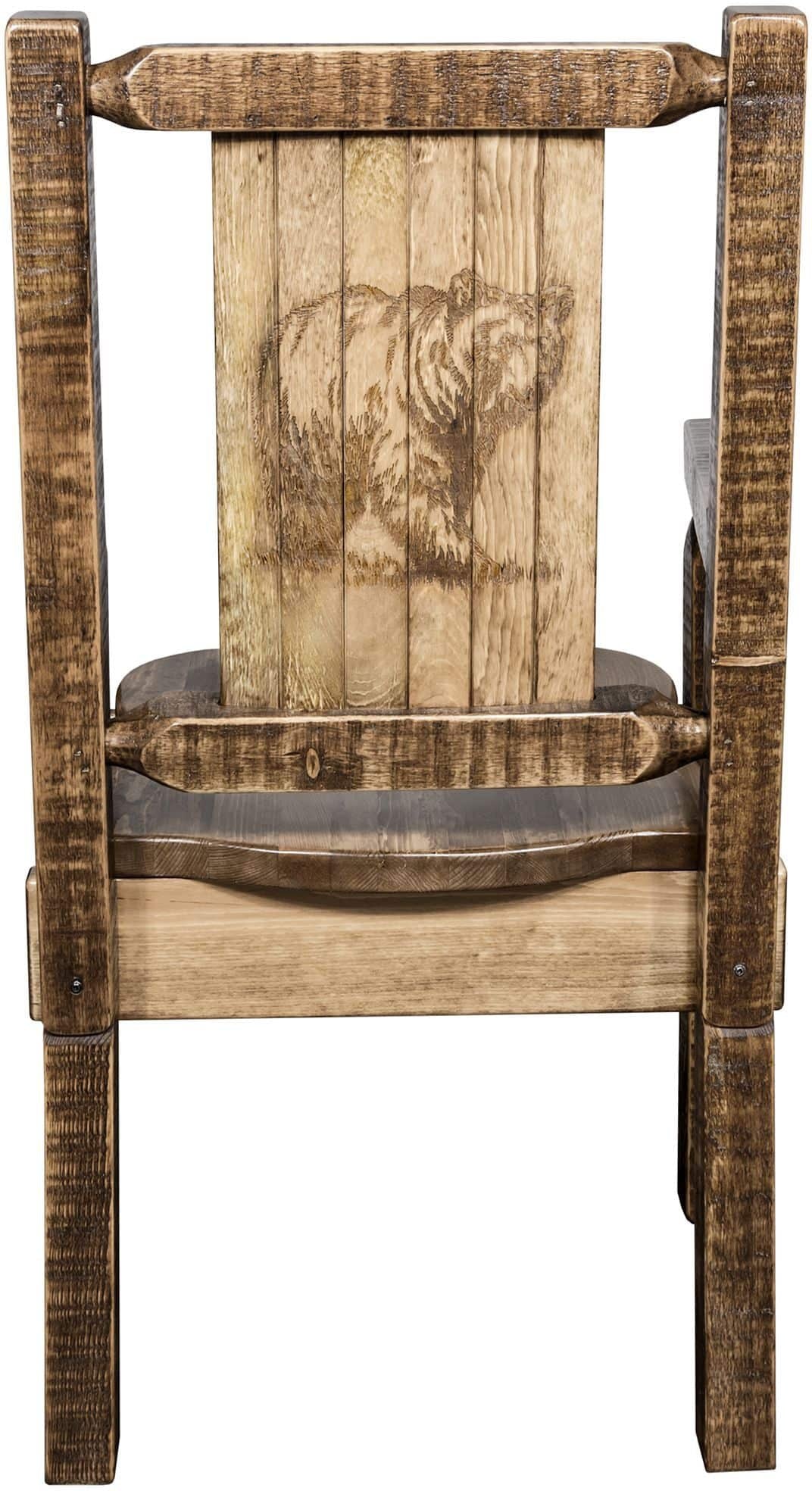 Montana Woodworks Homestead Collection Captain's Chair with Laser Engraved Design - Stain & Lacquer Finish-Rustic Furniture Marketplace