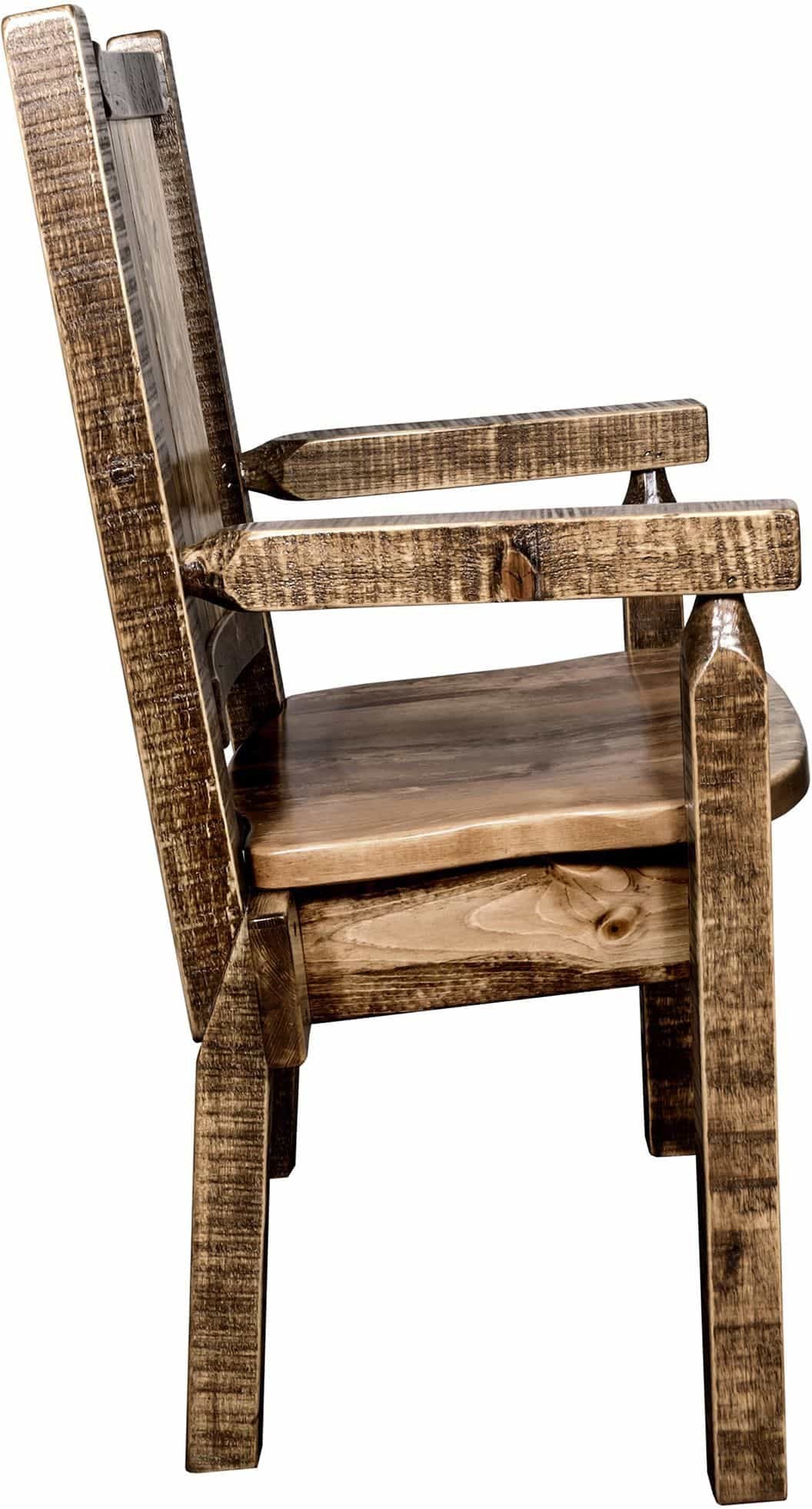 Montana Woodworks Homestead Collection Captain's Chair with Laser Engraved Design - Stain & Lacquer Finish-Rustic Furniture Marketplace