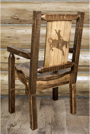 Montana Woodworks Homestead Collection Captain's Chair with Laser Engraved Design - Stain & Lacquer Finish-Rustic Furniture Marketplace