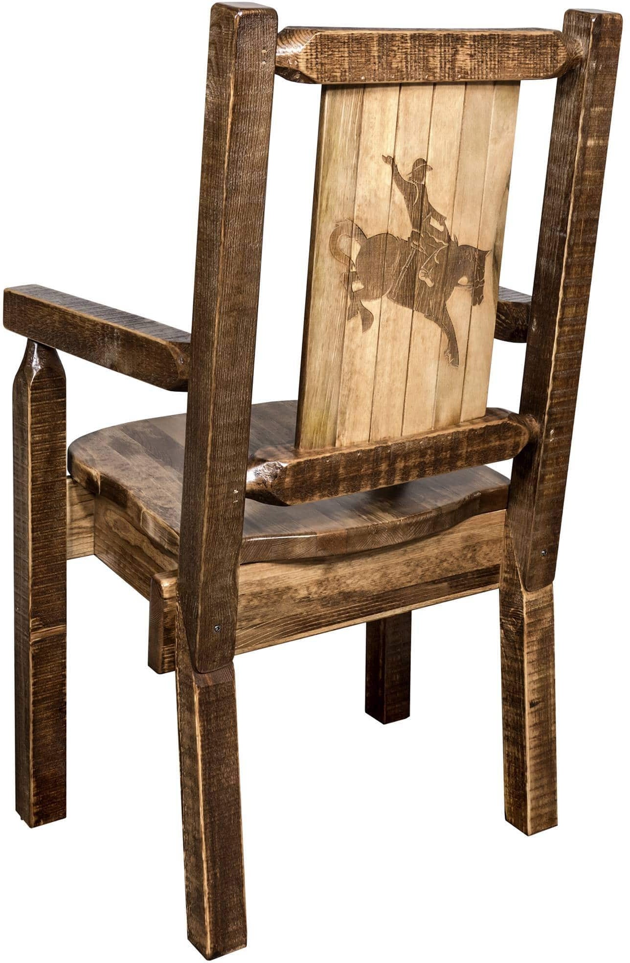 Montana Woodworks Homestead Collection Captain's Chair with Laser Engraved Design - Stain & Lacquer Finish-Rustic Furniture Marketplace